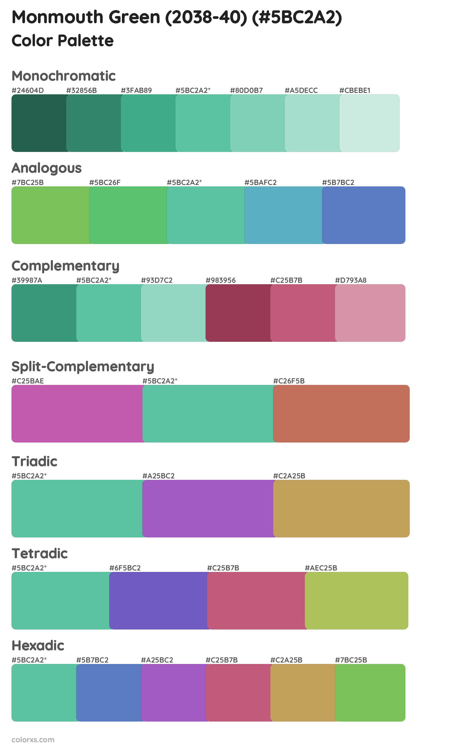 Monmouth Green (2038-40) Color Scheme Palettes