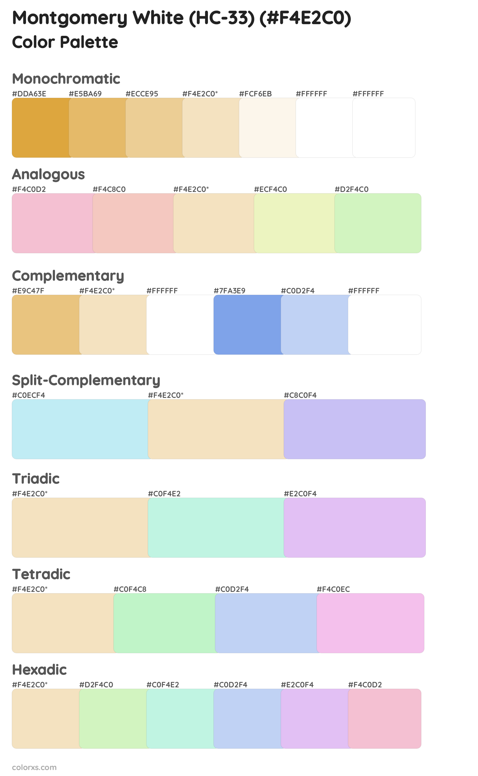 Montgomery White (HC-33) Color Scheme Palettes
