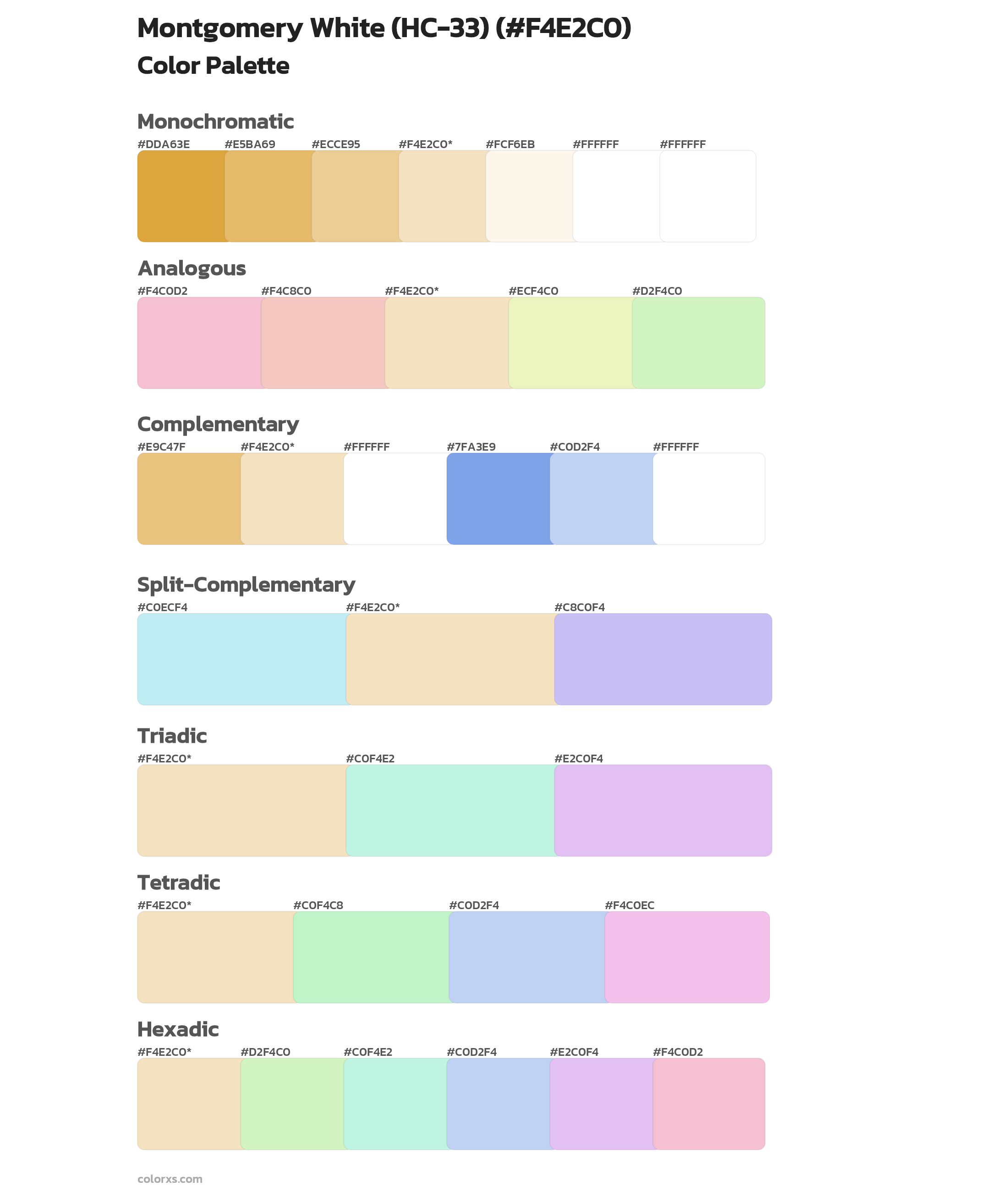 Montgomery White (HC-33) Color Scheme Palettes