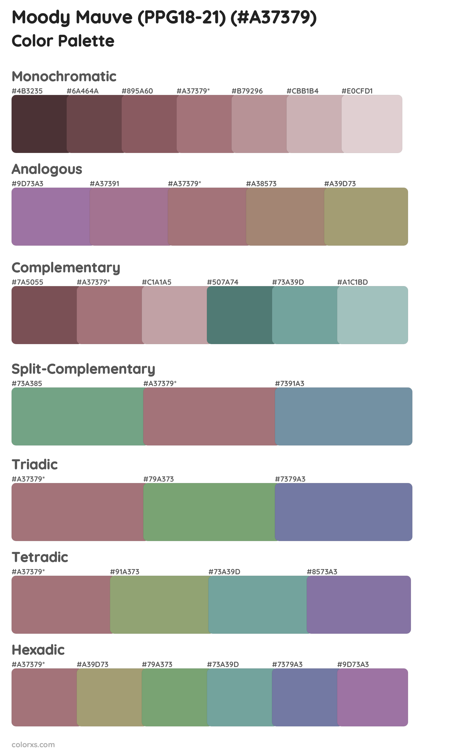 Moody Mauve (PPG18-21) Color Scheme Palettes