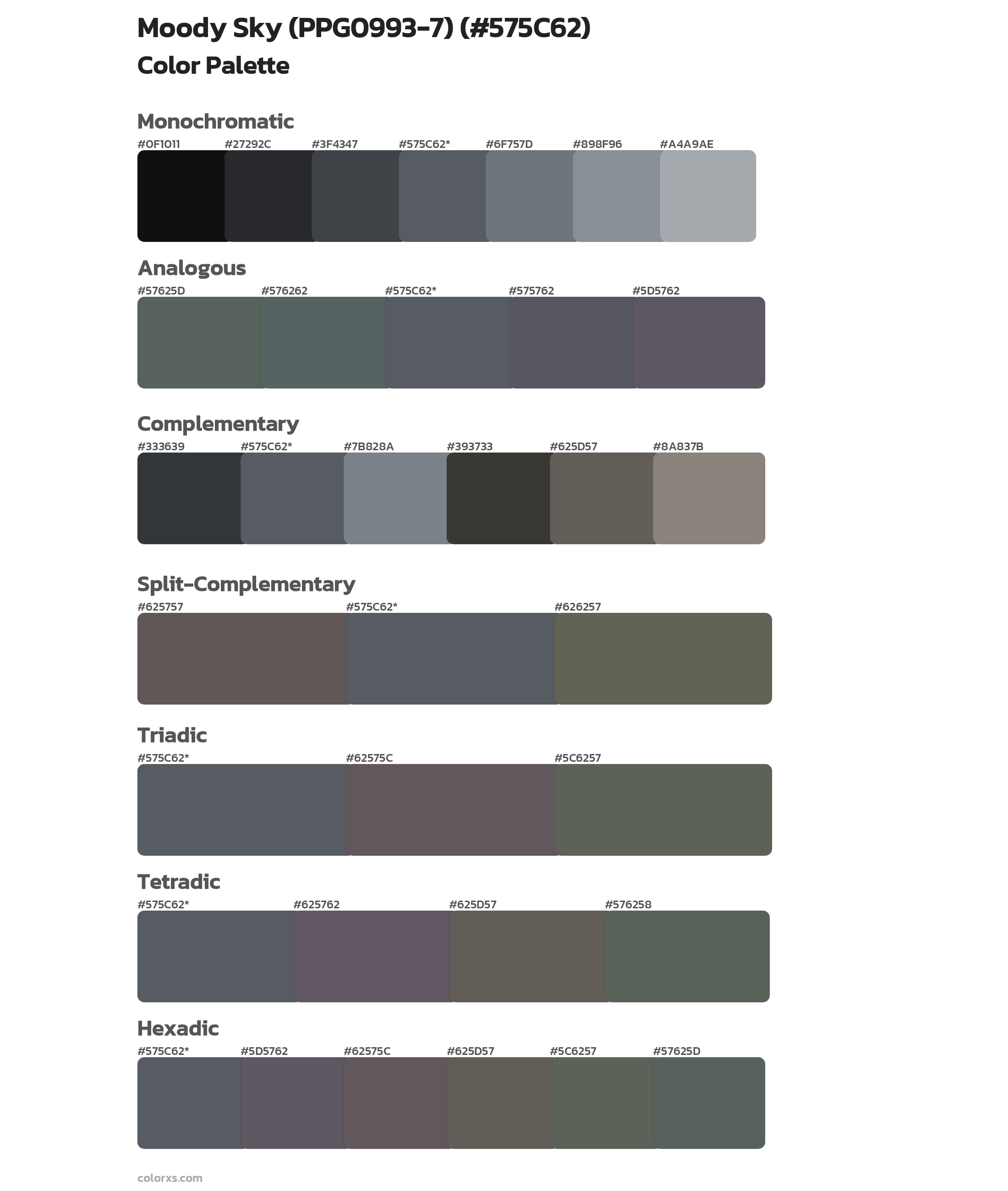 Moody Sky (PPG0993-7) Color Scheme Palettes