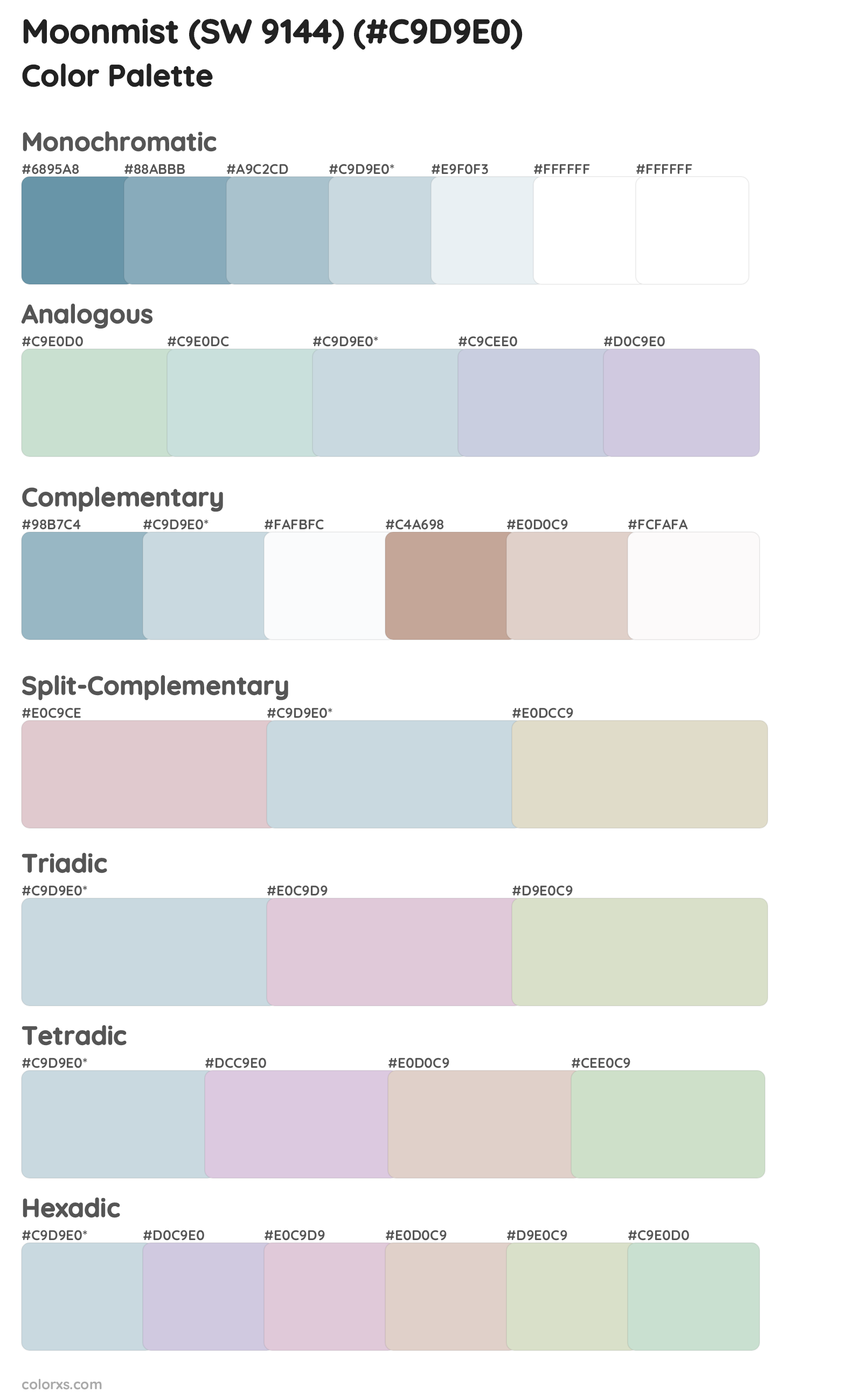Moonmist (SW 9144) Color Scheme Palettes