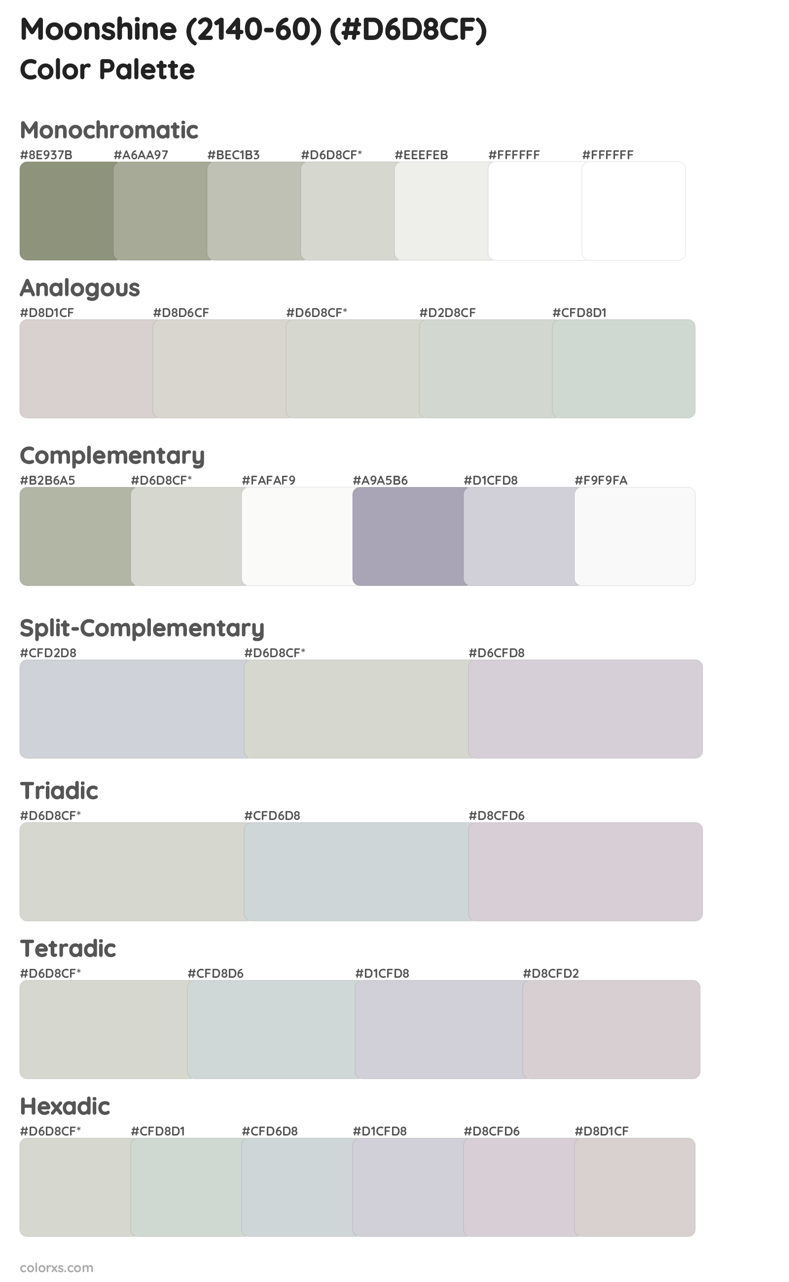 Moonshine (2140-60) Color Scheme Palettes