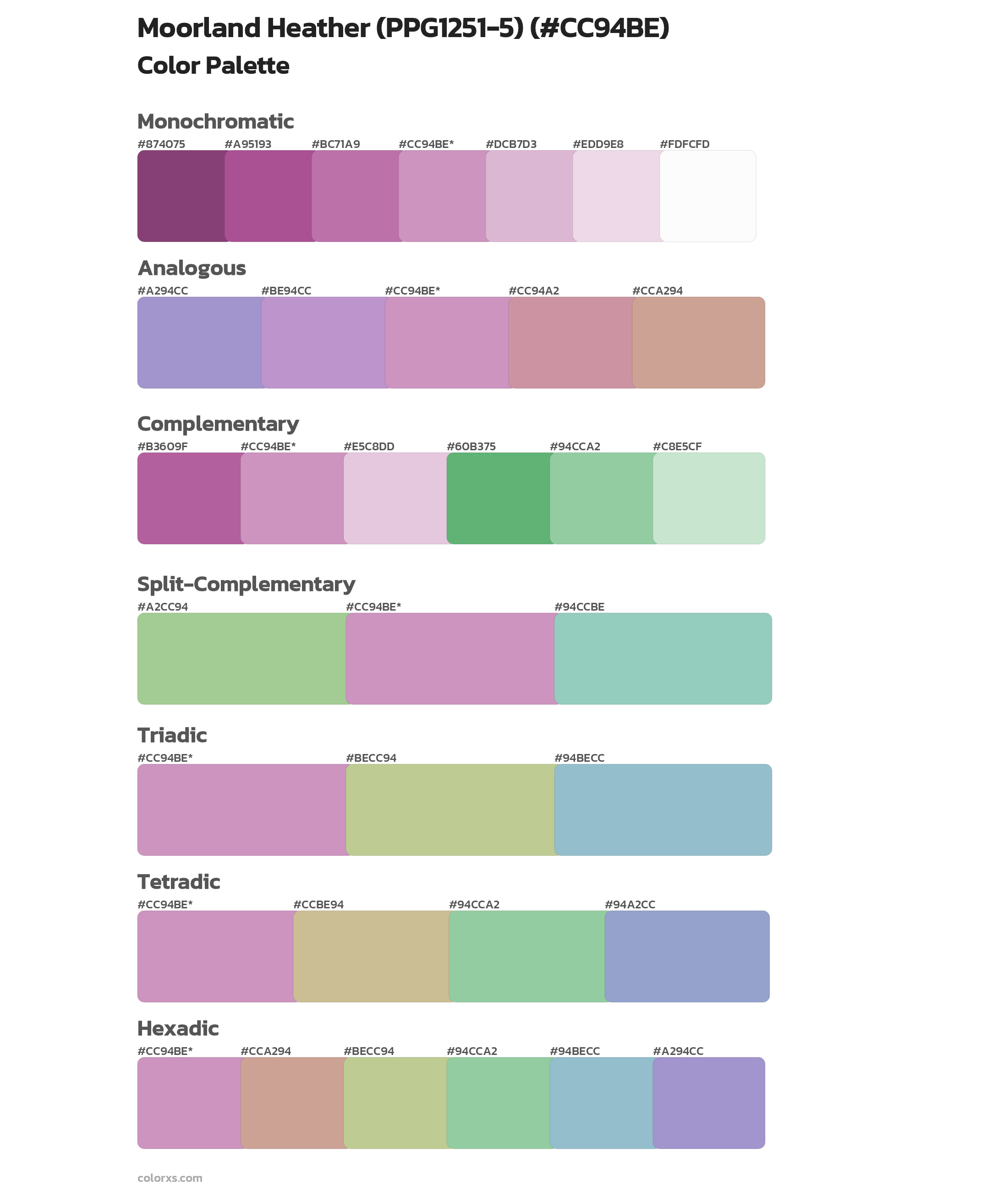 Moorland Heather (PPG1251-5) Color Scheme Palettes