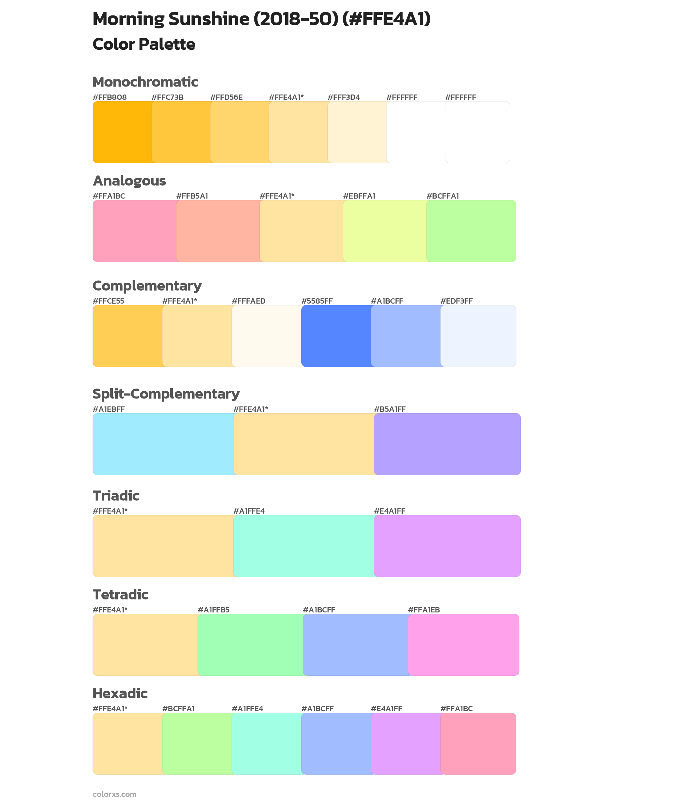 Morning Sunshine (2018-50) Color Scheme Palettes