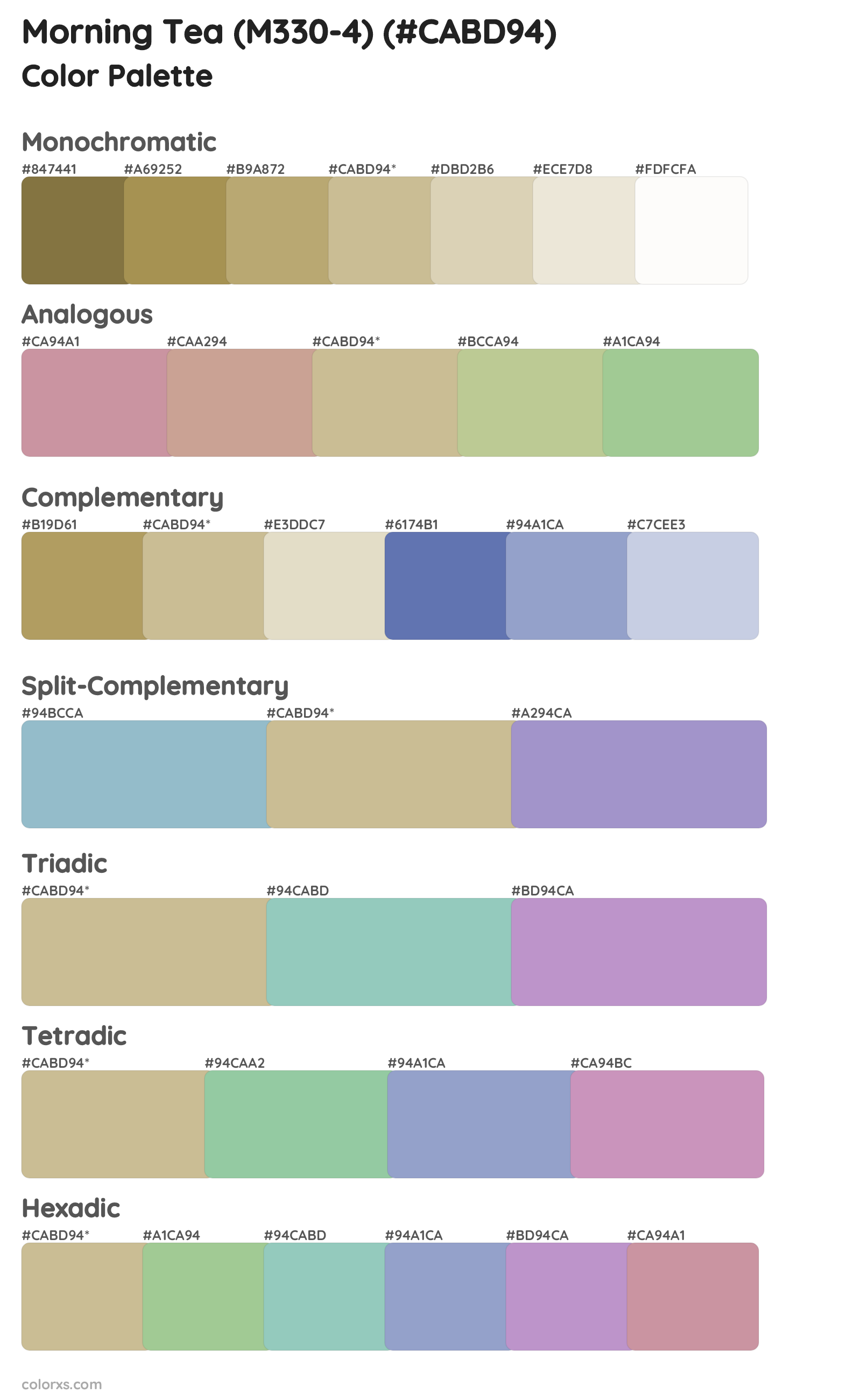 Morning Tea (M330-4) Color Scheme Palettes