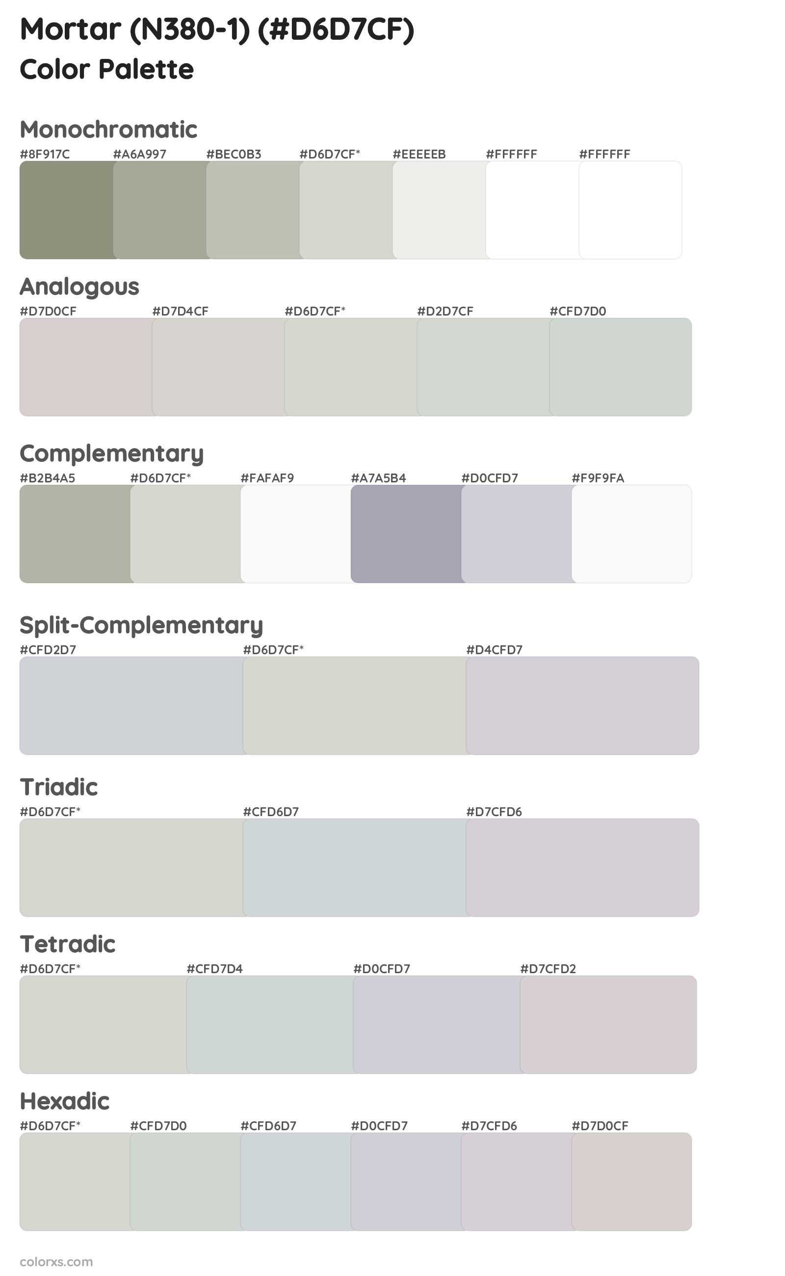 Mortar (N380-1) Color Scheme Palettes