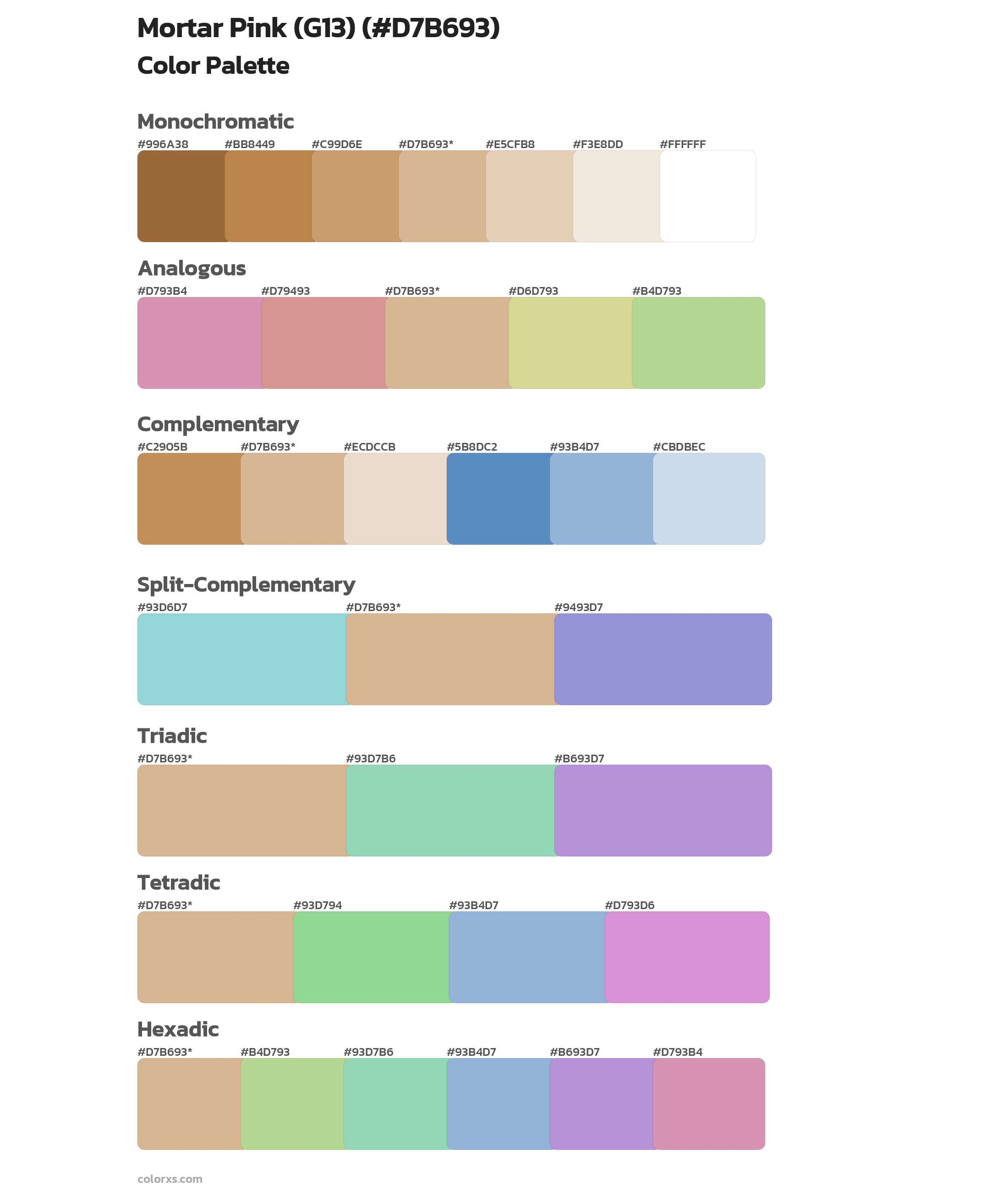 Mortar Pink (G13) Color Scheme Palettes