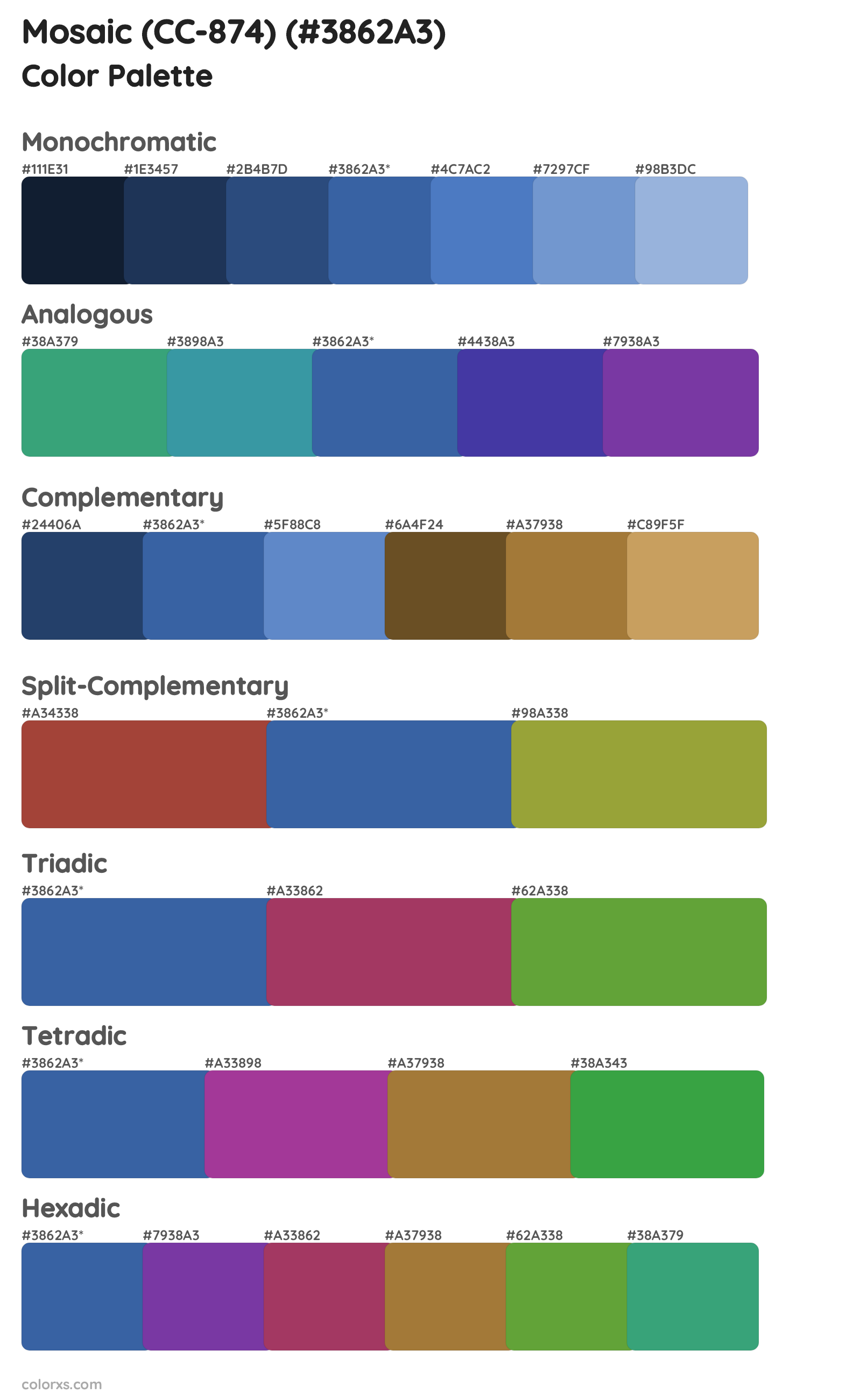 Mosaic (CC-874) Color Scheme Palettes