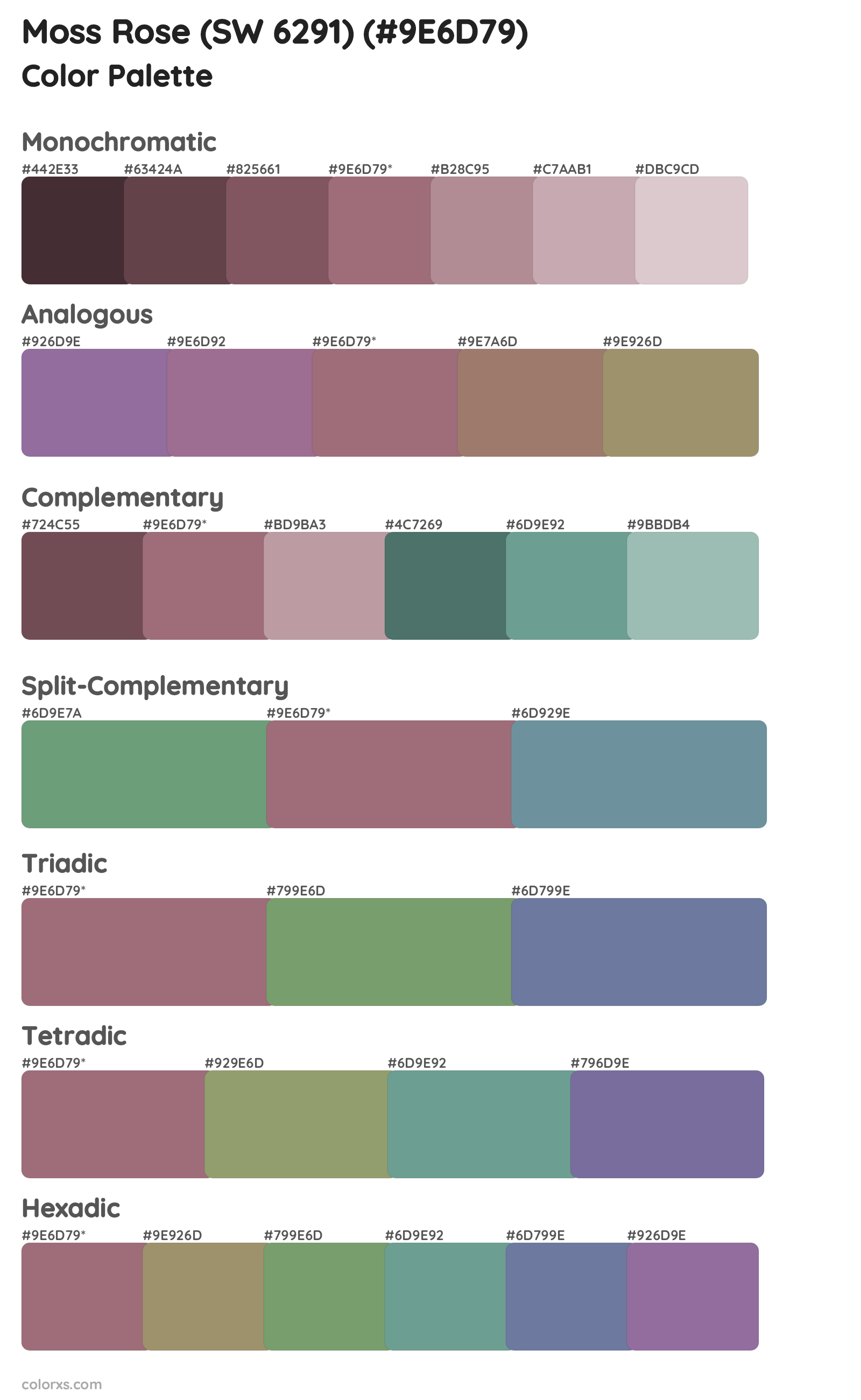 Moss Rose (SW 6291) Color Scheme Palettes