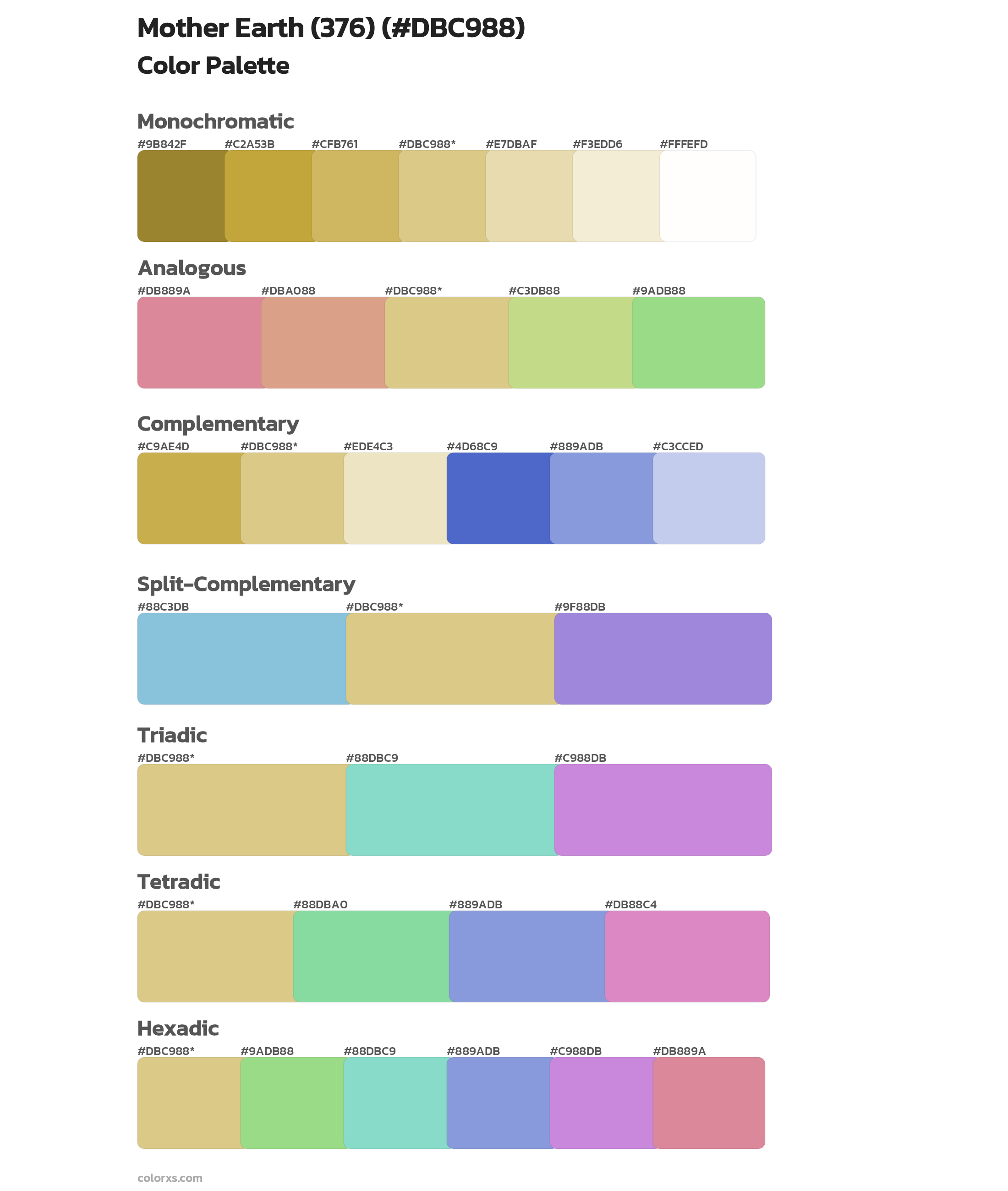 Mother Earth (376) Color Scheme Palettes