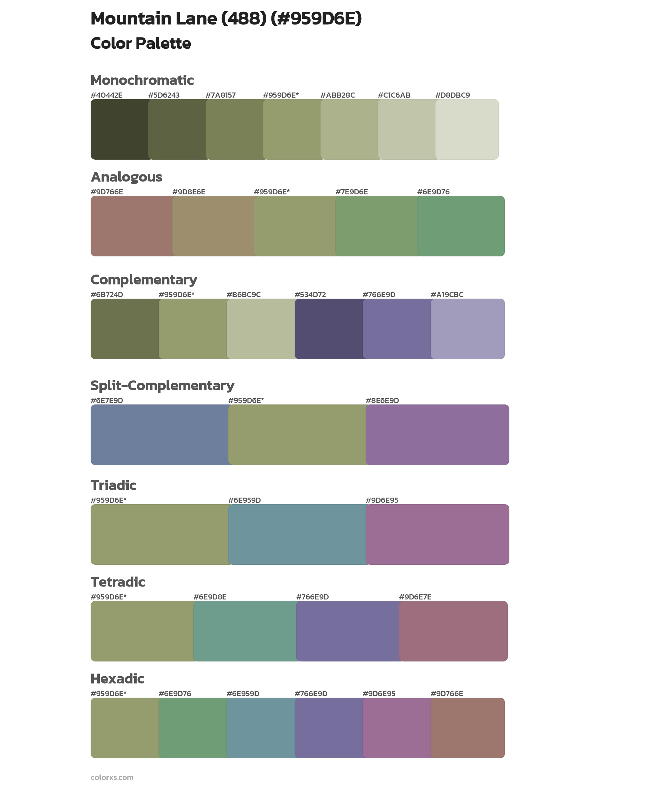 Mountain Lane (488) Color Scheme Palettes
