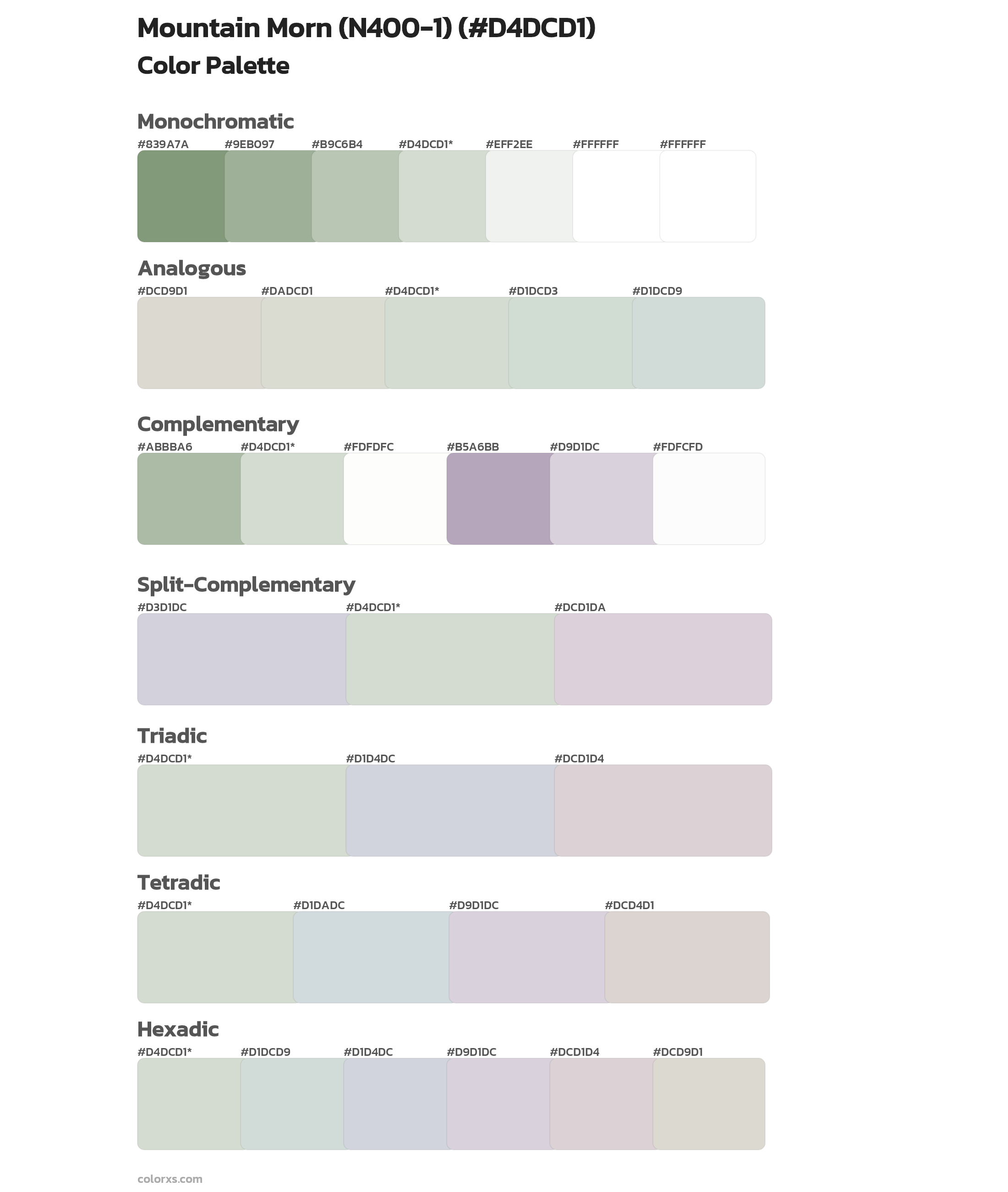 Mountain Morn (N400-1) Color Scheme Palettes
