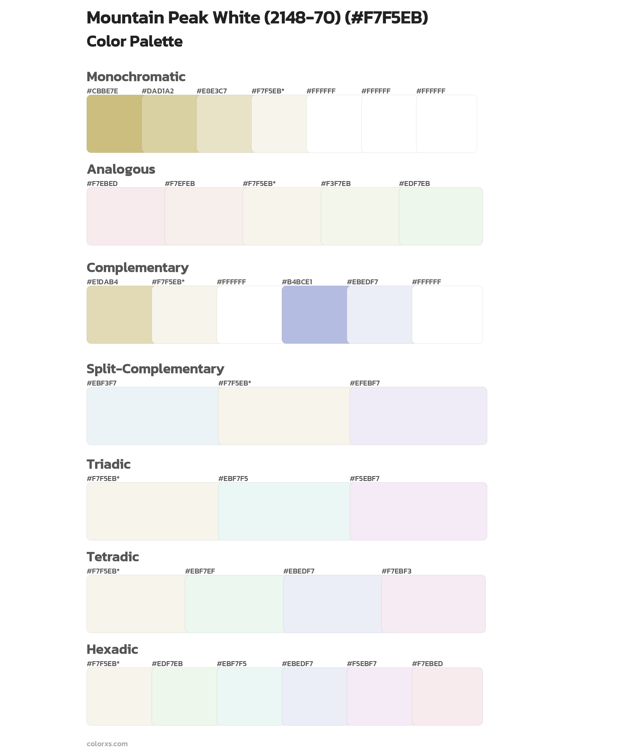 Mountain Peak White (2148-70) Color Scheme Palettes