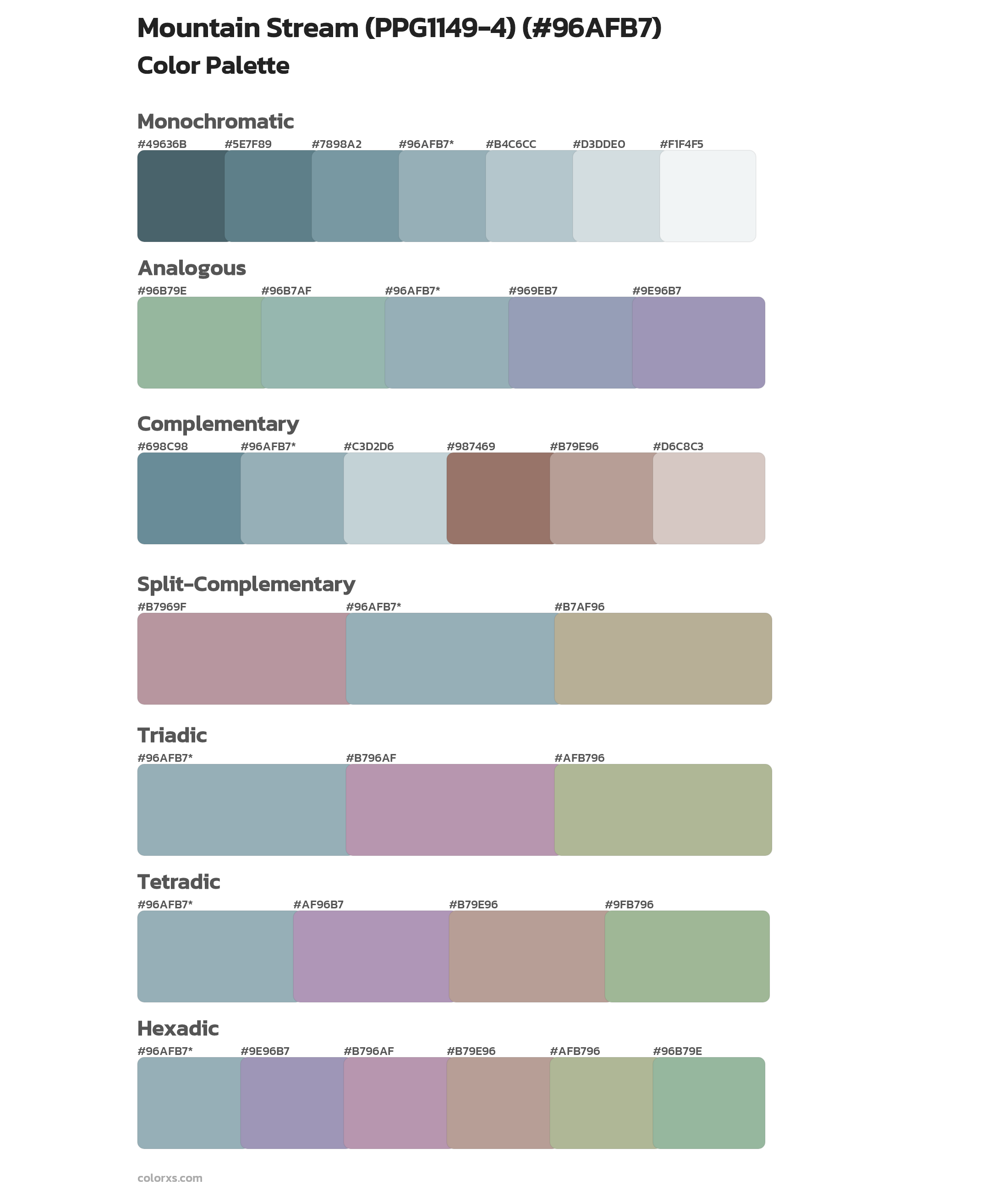 Mountain Stream (PPG1149-4) Color Scheme Palettes