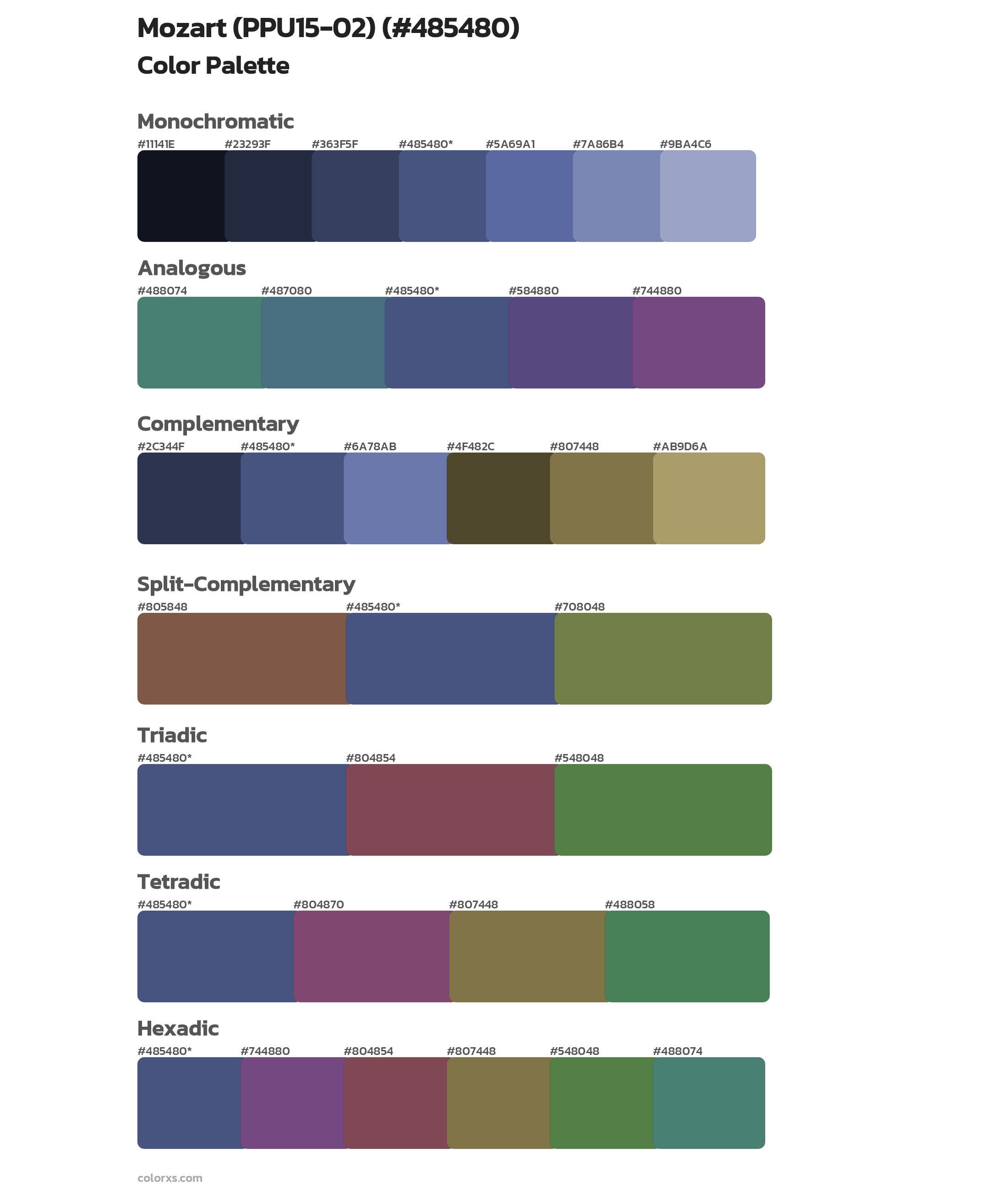 Mozart (PPU15-02) Color Scheme Palettes