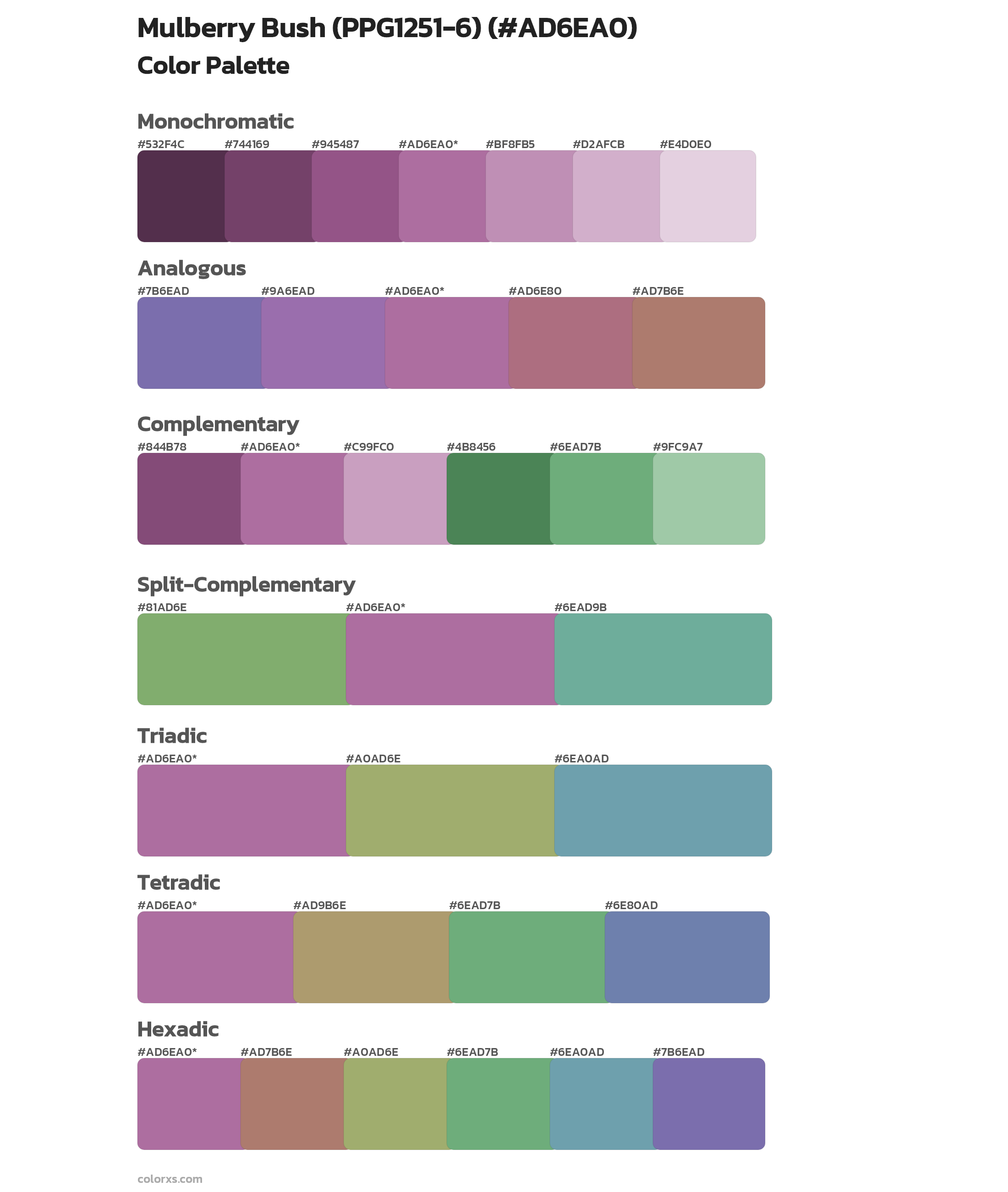Mulberry Bush (PPG1251-6) Color Scheme Palettes