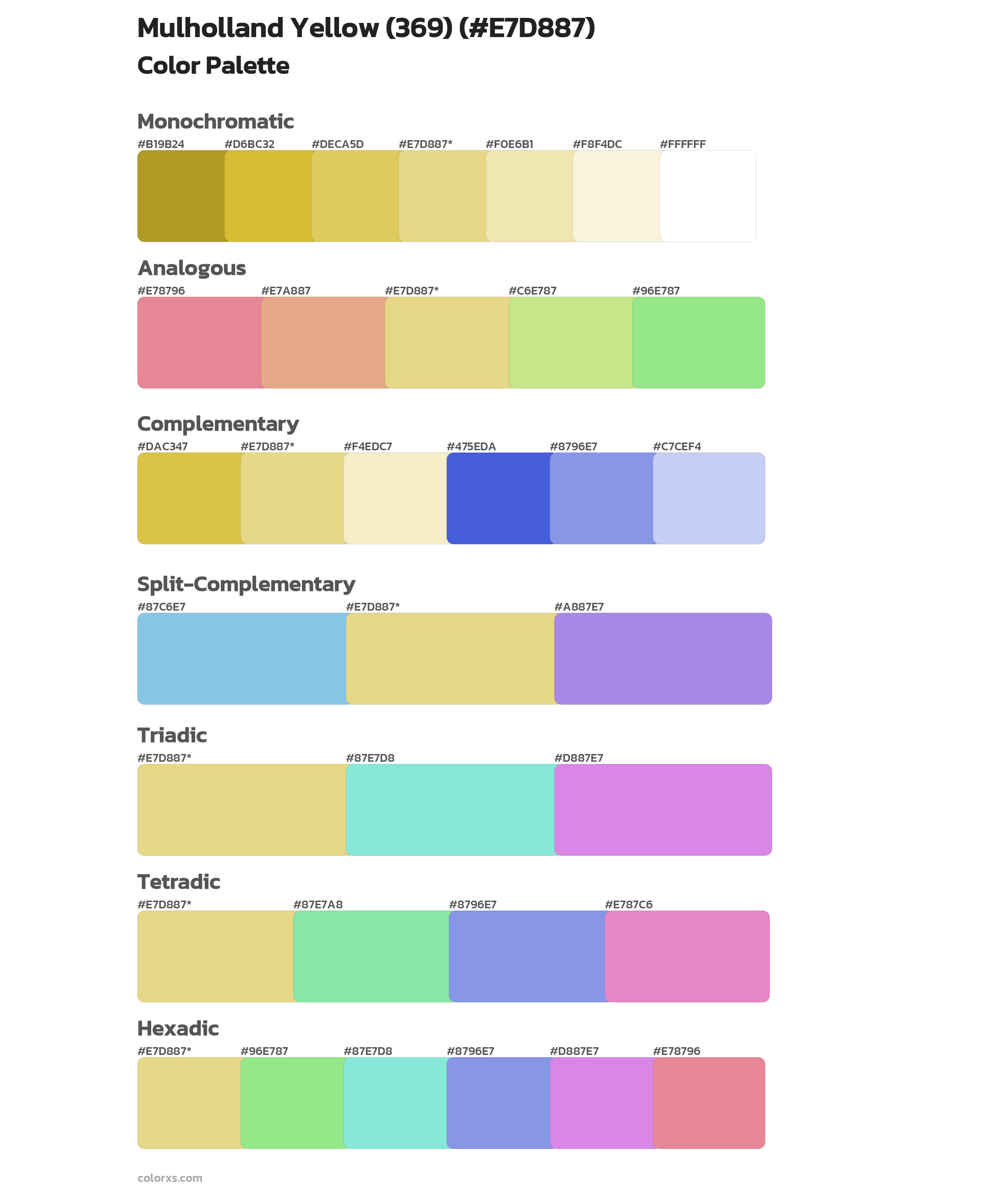 Mulholland Yellow (369) Color Scheme Palettes