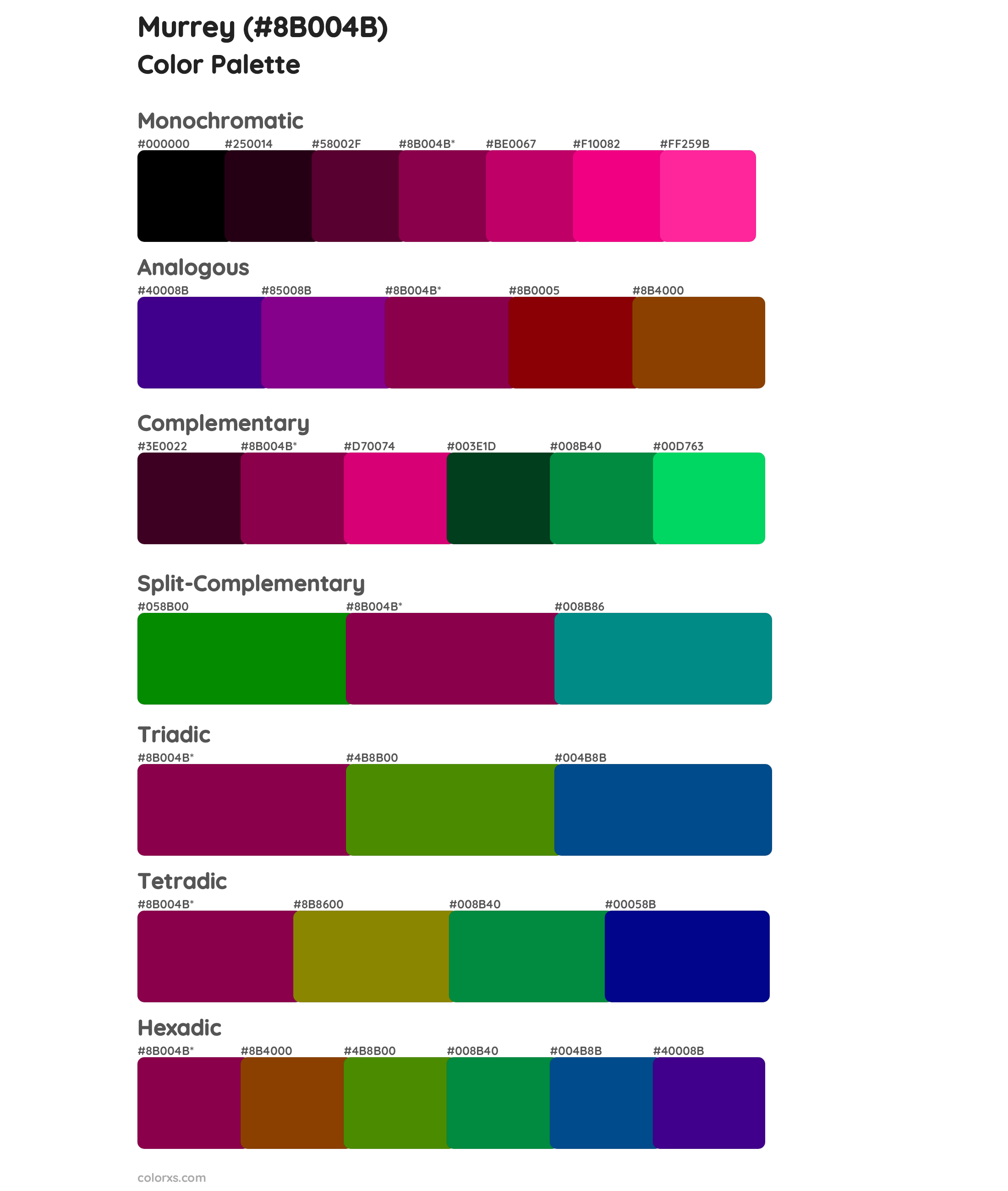 Murrey Color Scheme Palettes