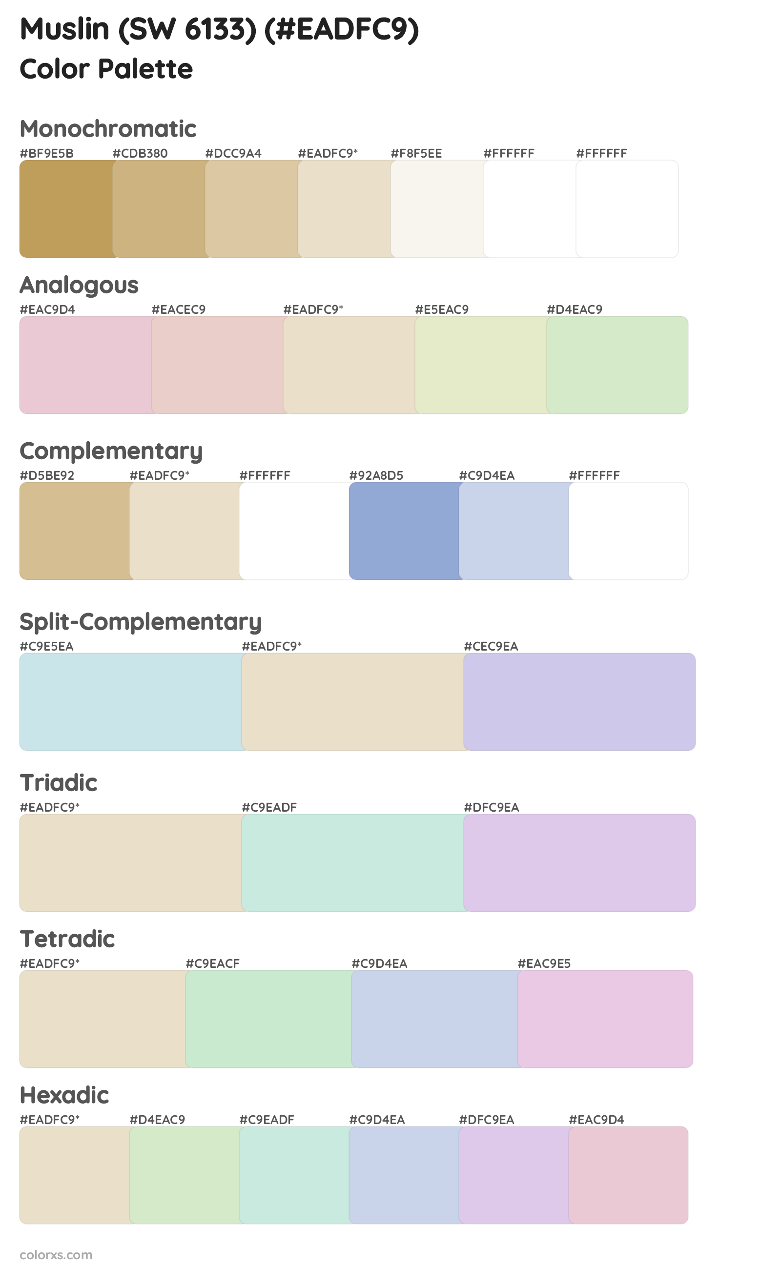 Muslin (SW 6133) Color Scheme Palettes