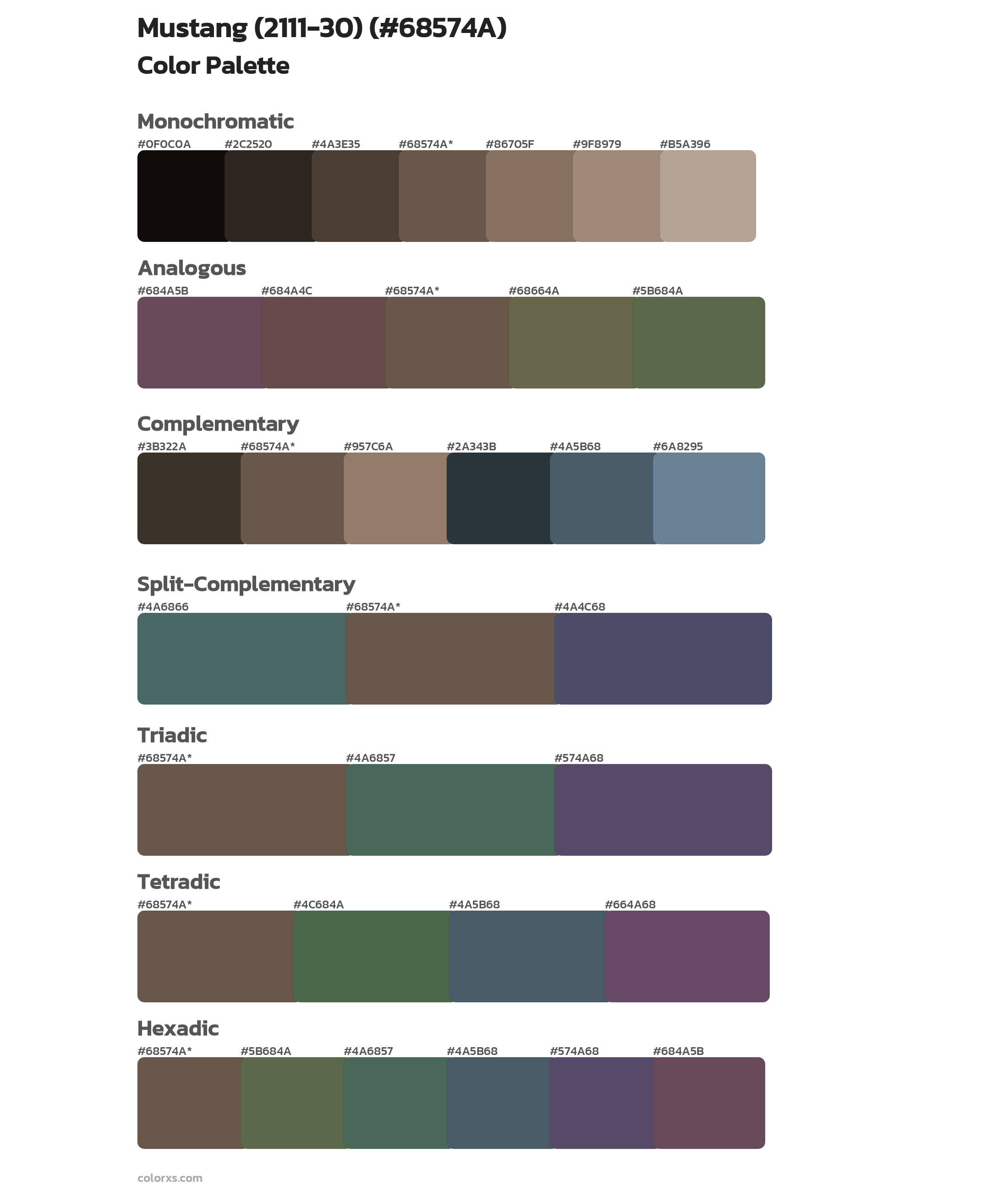 Mustang (2111-30) Color Scheme Palettes
