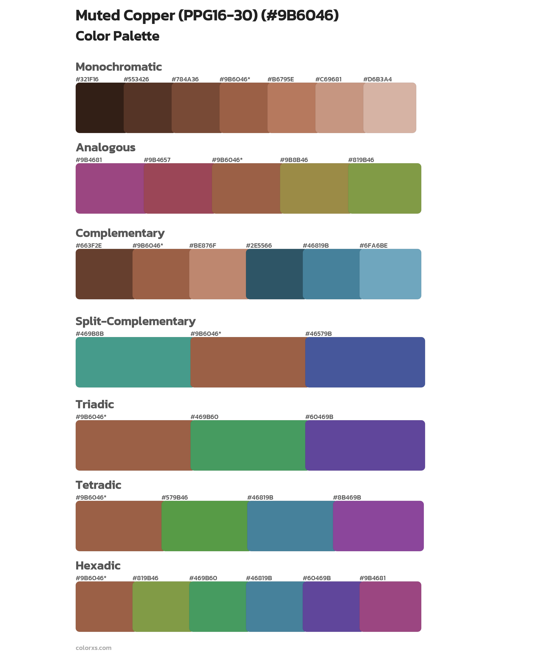Muted Copper (PPG16-30) Color Scheme Palettes