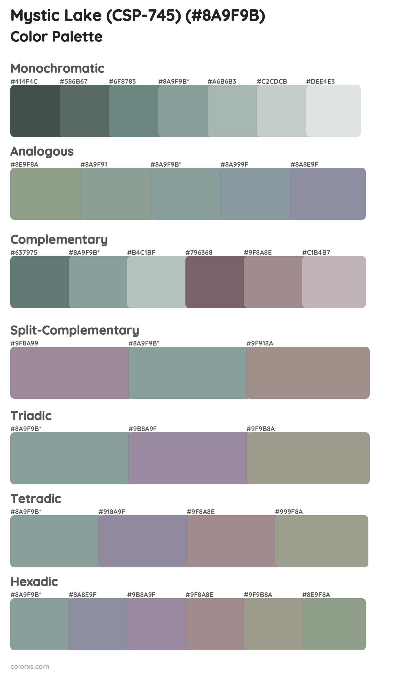Mystic Lake (CSP-745) Color Scheme Palettes