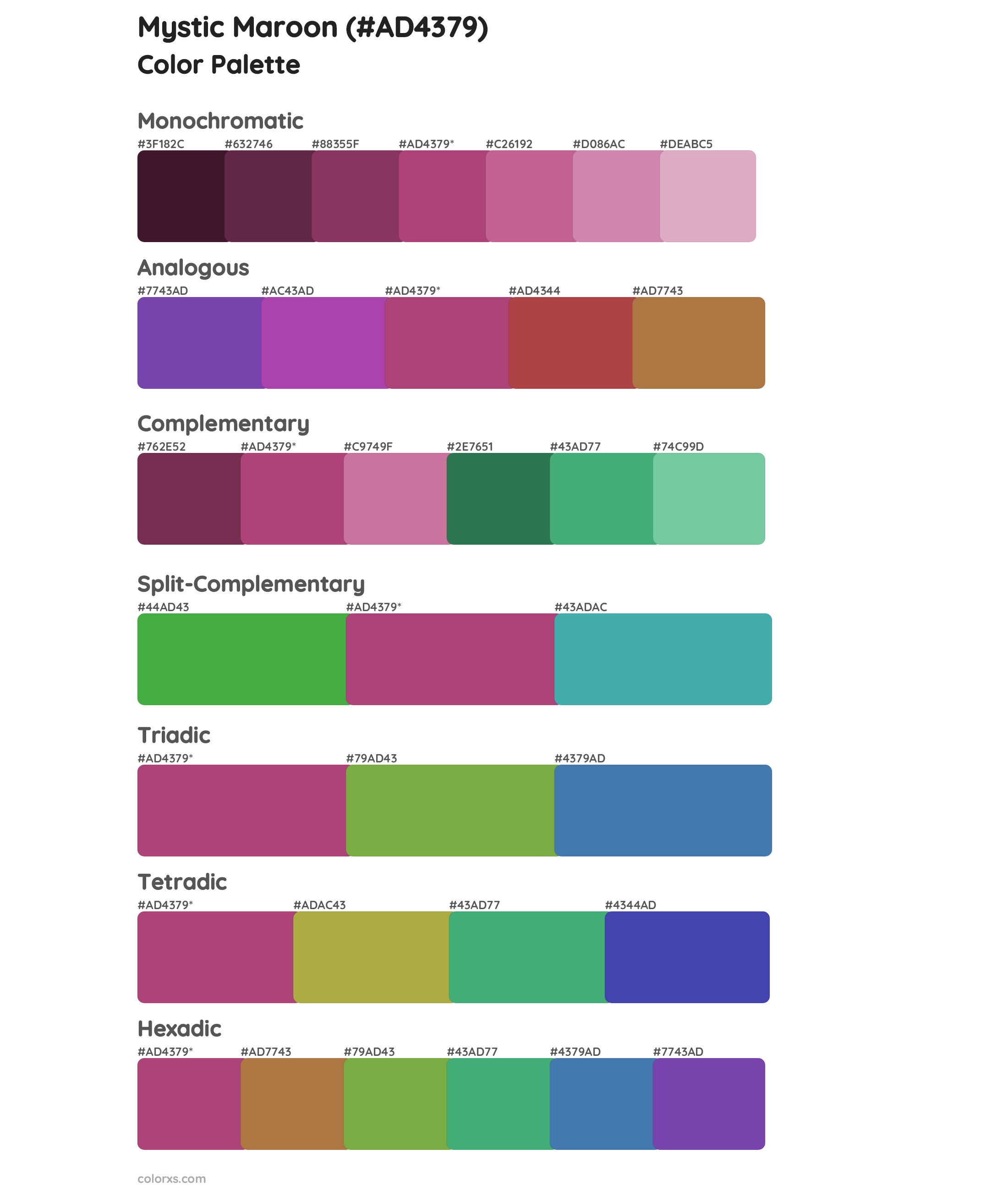 Mystic Maroon Color Scheme Palettes