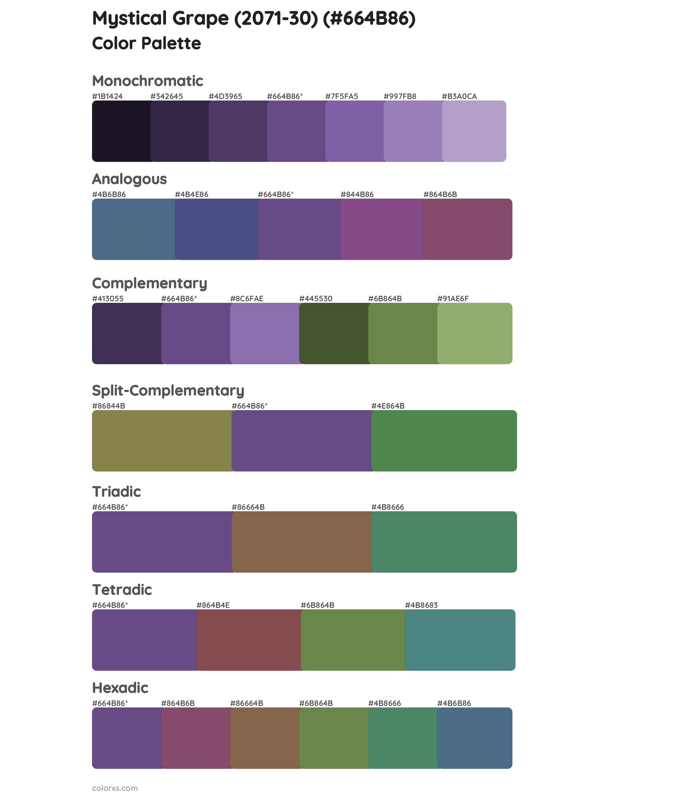 Mystical Grape (2071-30) Color Scheme Palettes