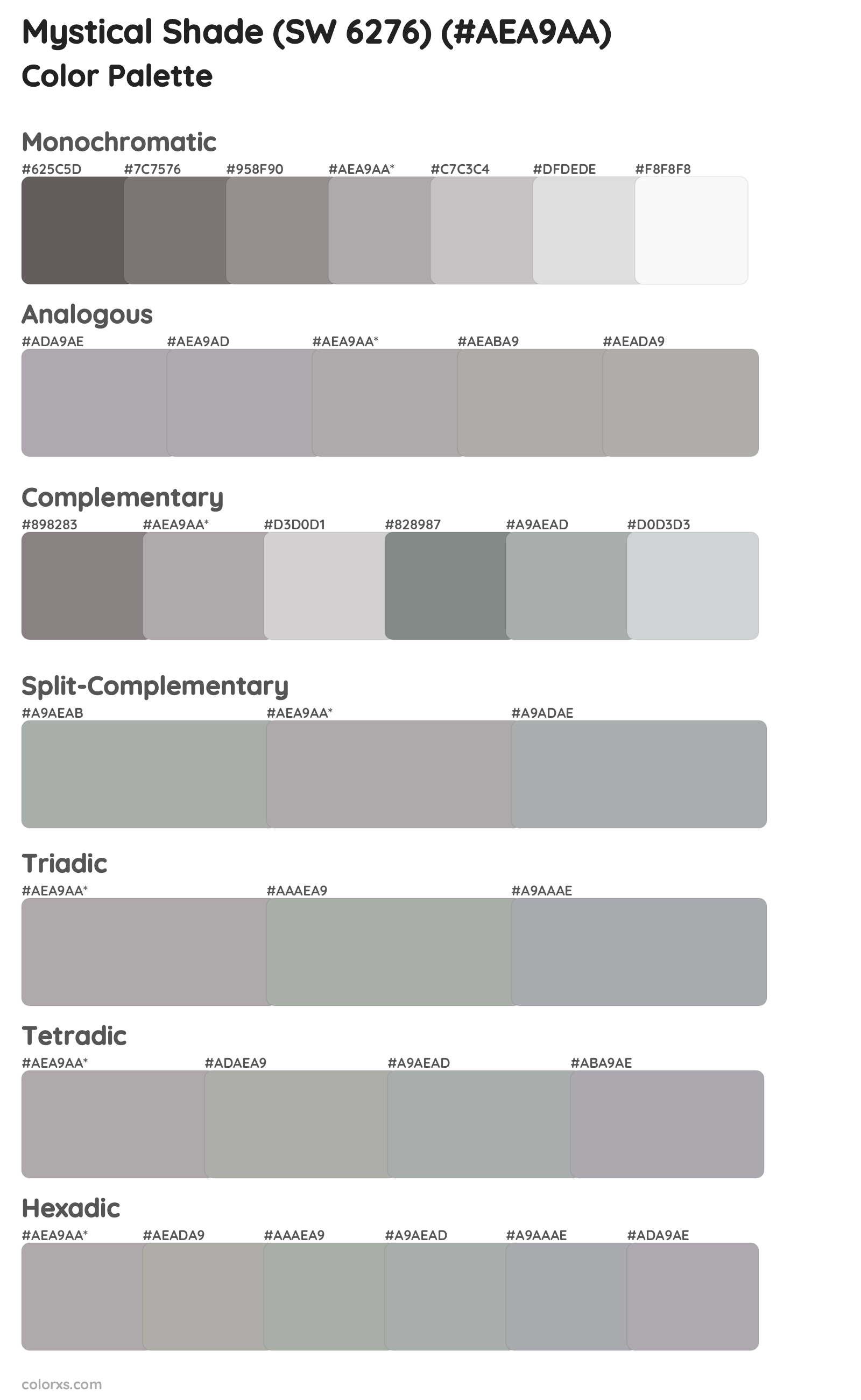 Mystical Shade (SW 6276) Color Scheme Palettes