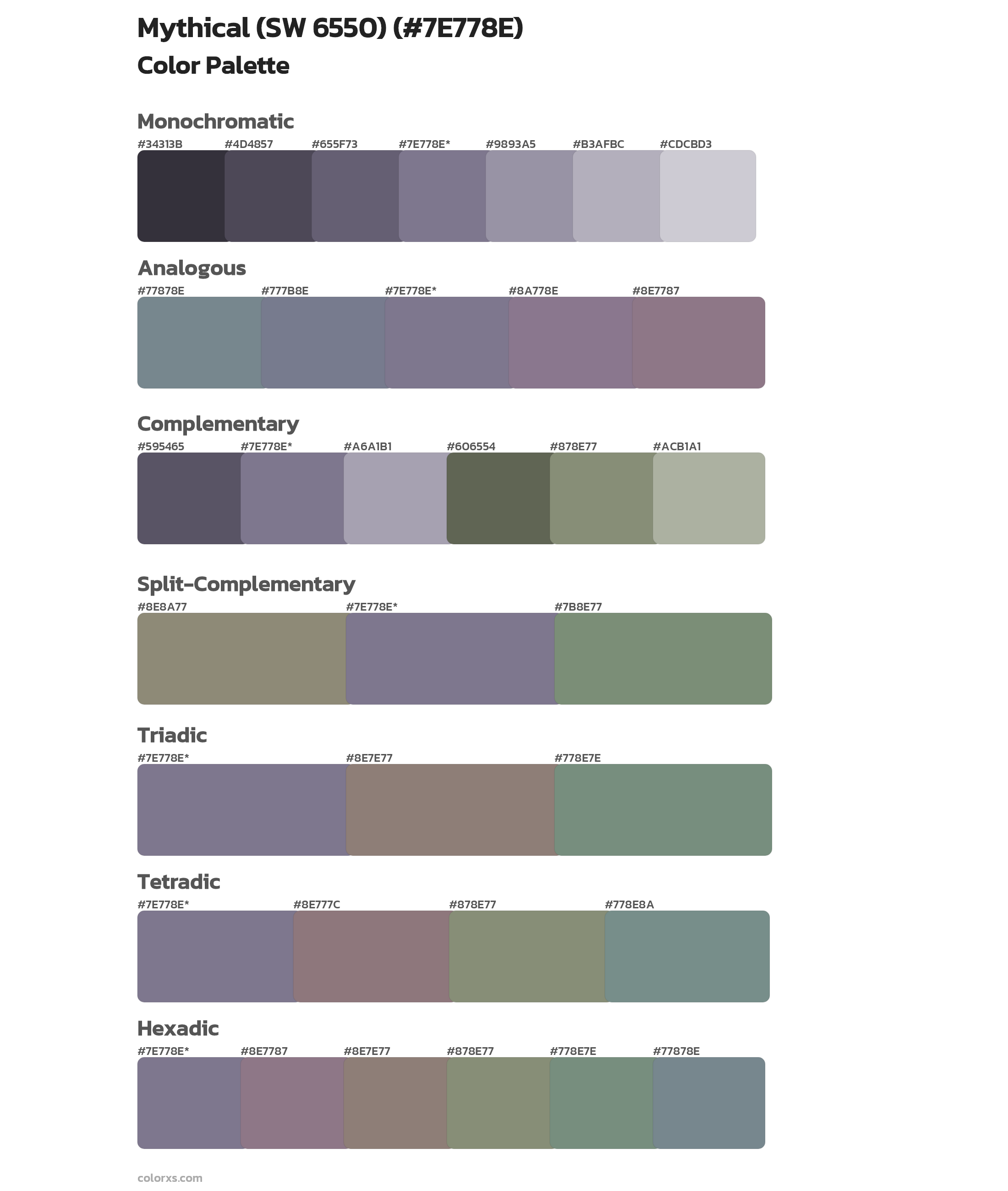 Mythical (SW 6550) Color Scheme Palettes