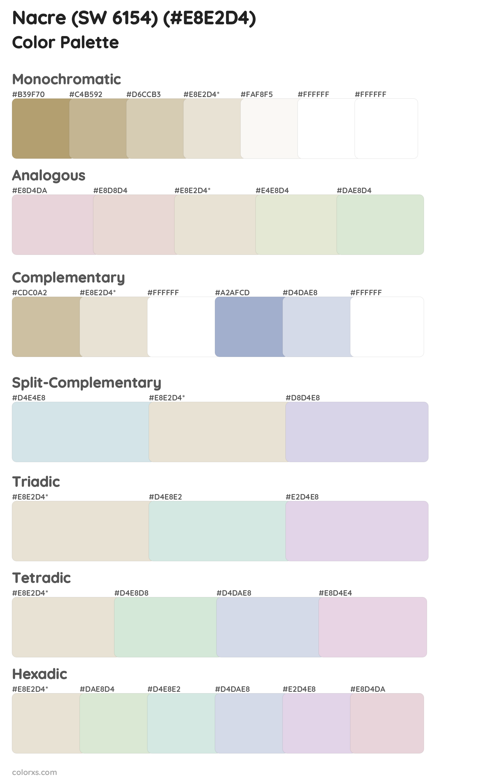 Nacre (SW 6154) Color Scheme Palettes
