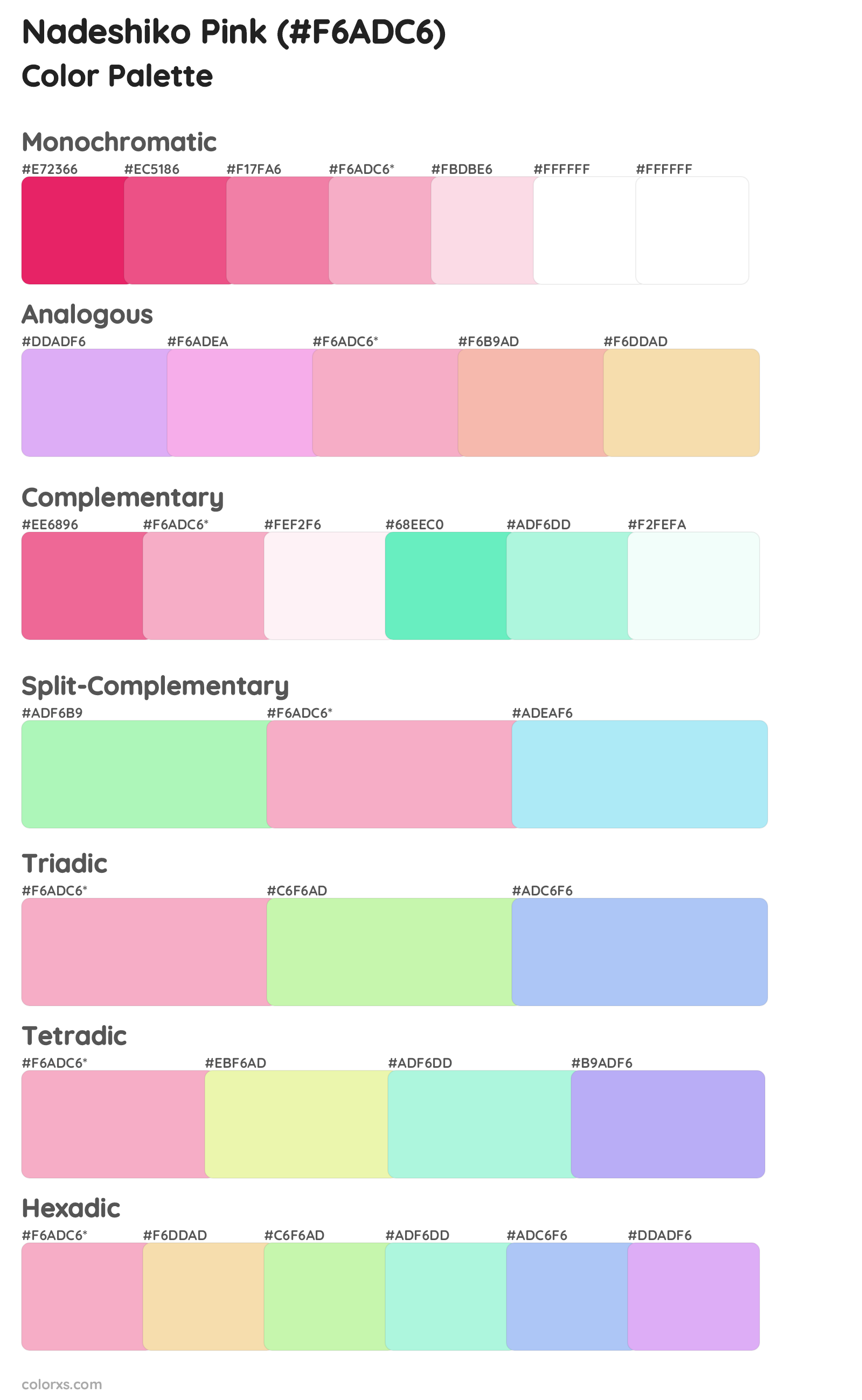 Nadeshiko Pink Color Scheme Palettes