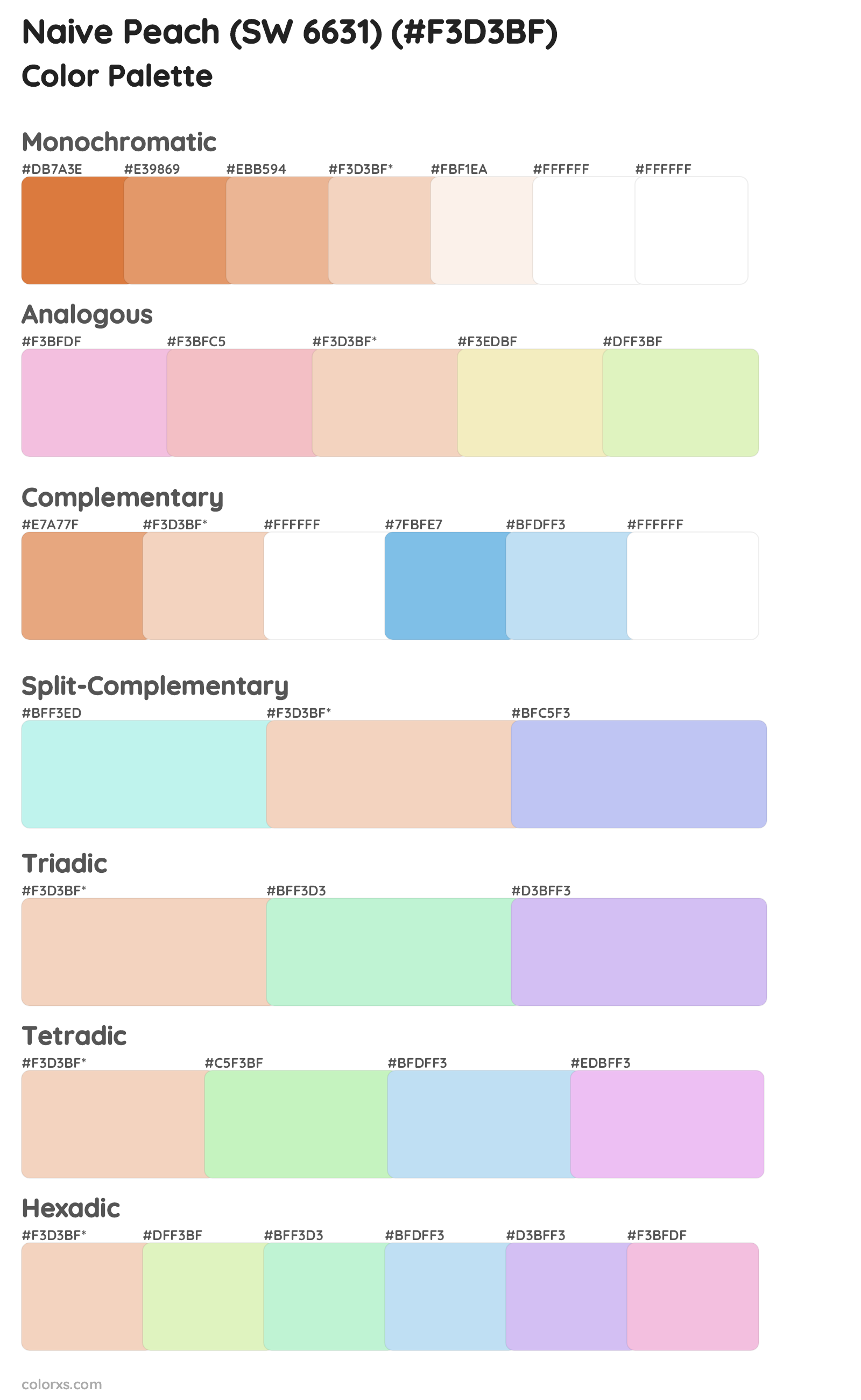Naive Peach (SW 6631) Color Scheme Palettes