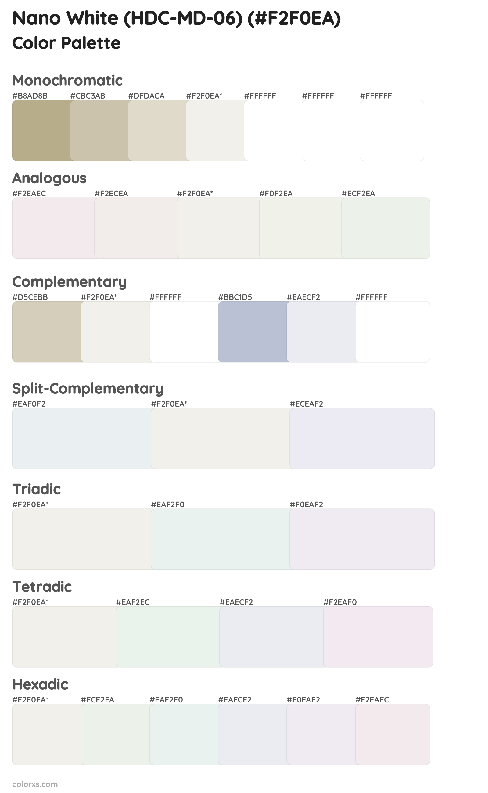 Nano White (HDC-MD-06) Color Scheme Palettes