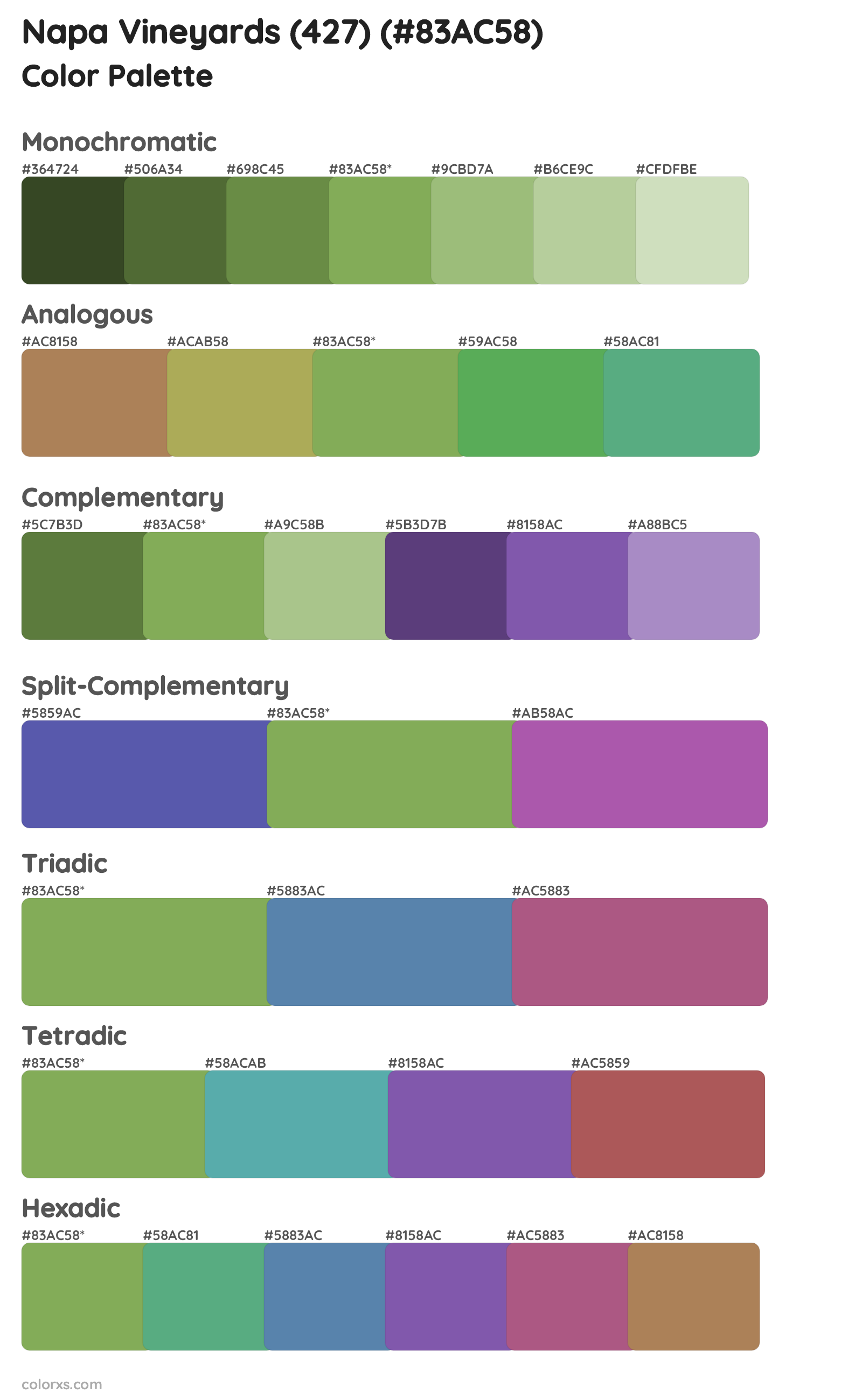 Napa Vineyards (427) Color Scheme Palettes