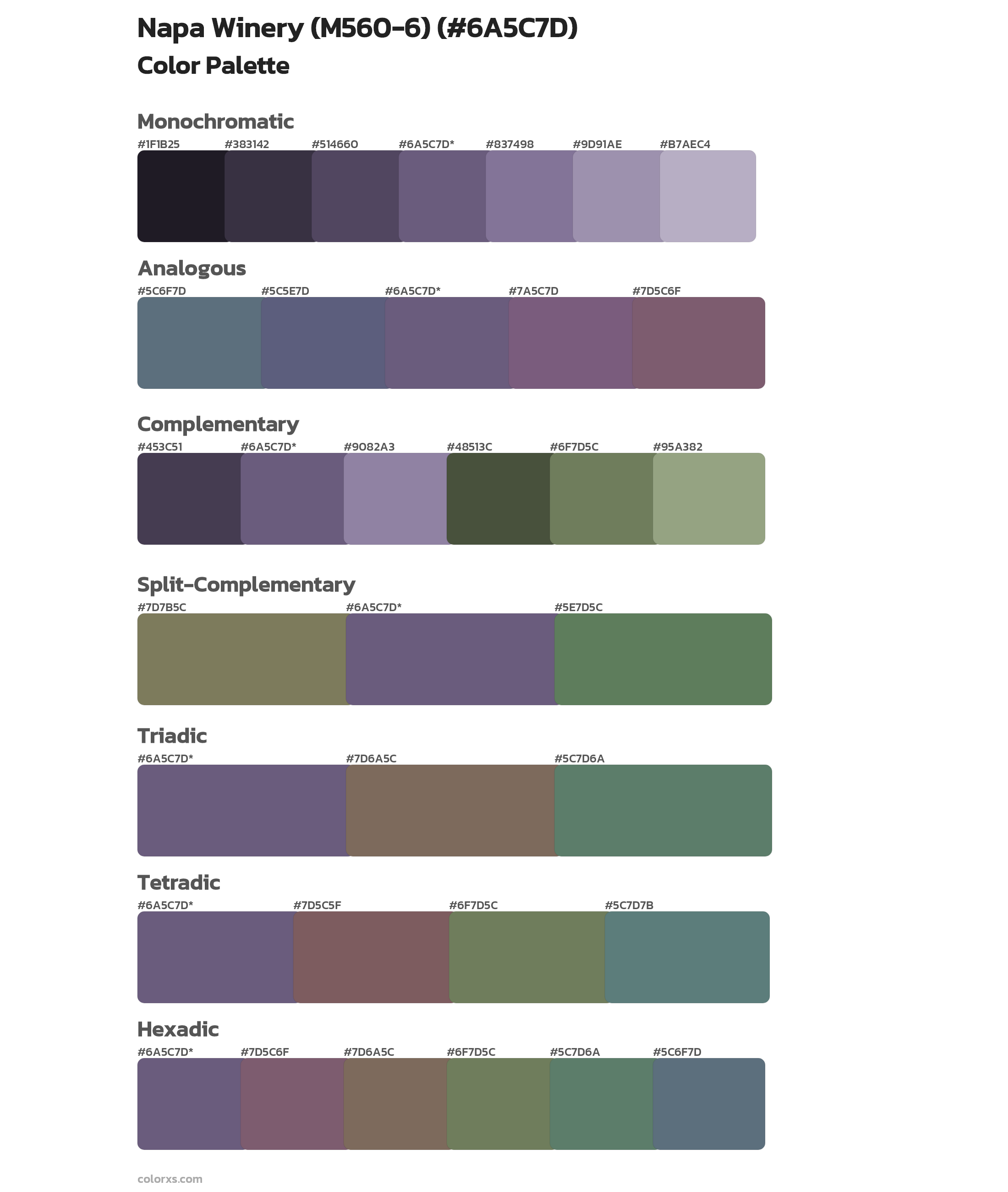 Napa Winery (M560-6) Color Scheme Palettes