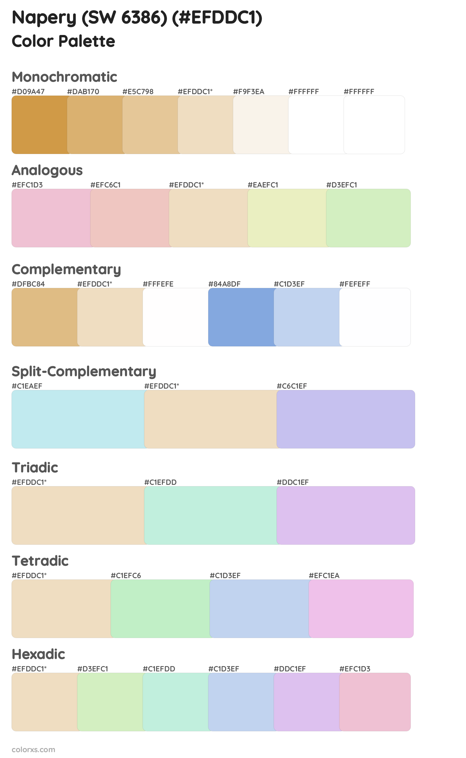 Napery (SW 6386) Color Scheme Palettes