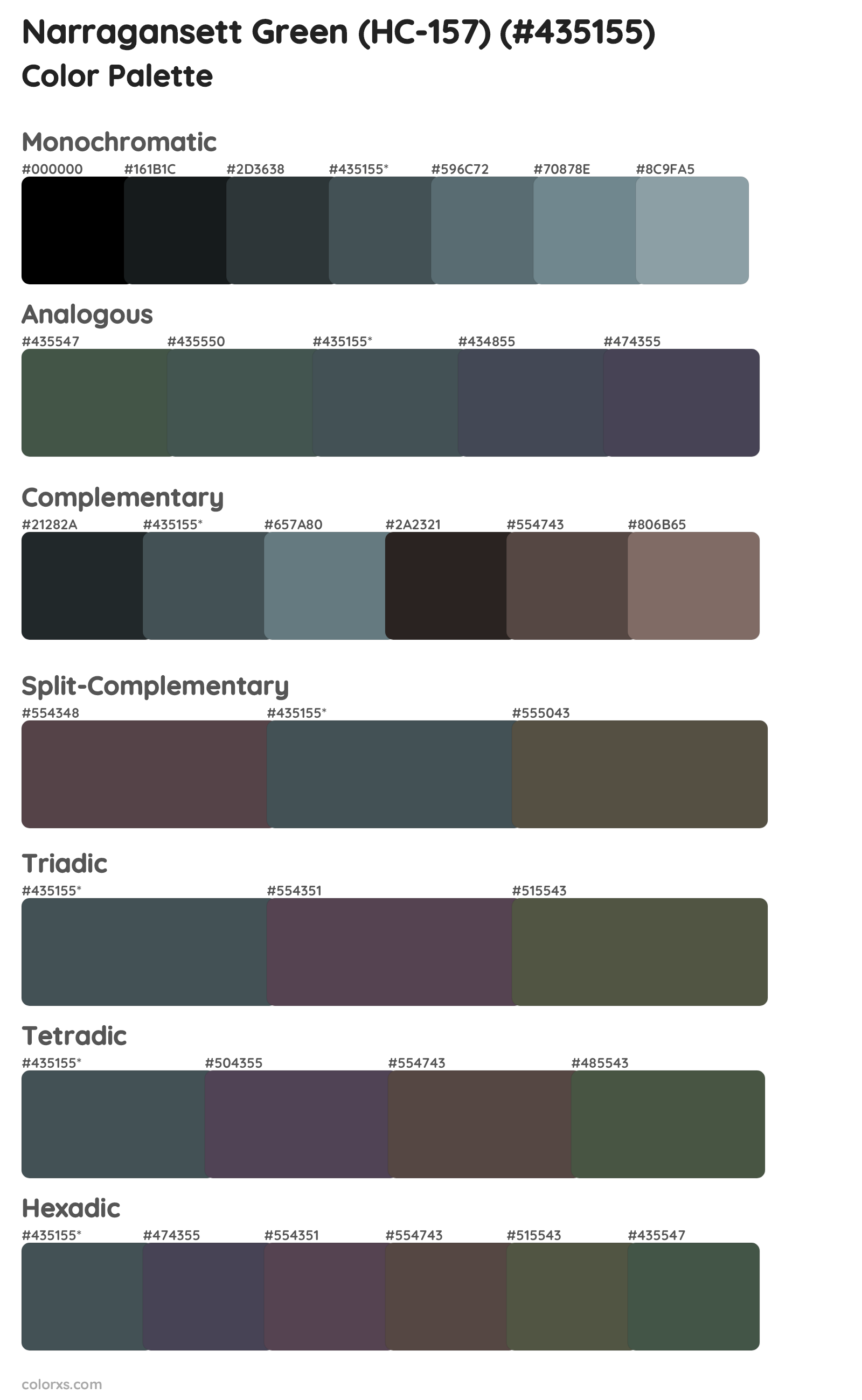 Narragansett Green (HC-157) Color Scheme Palettes