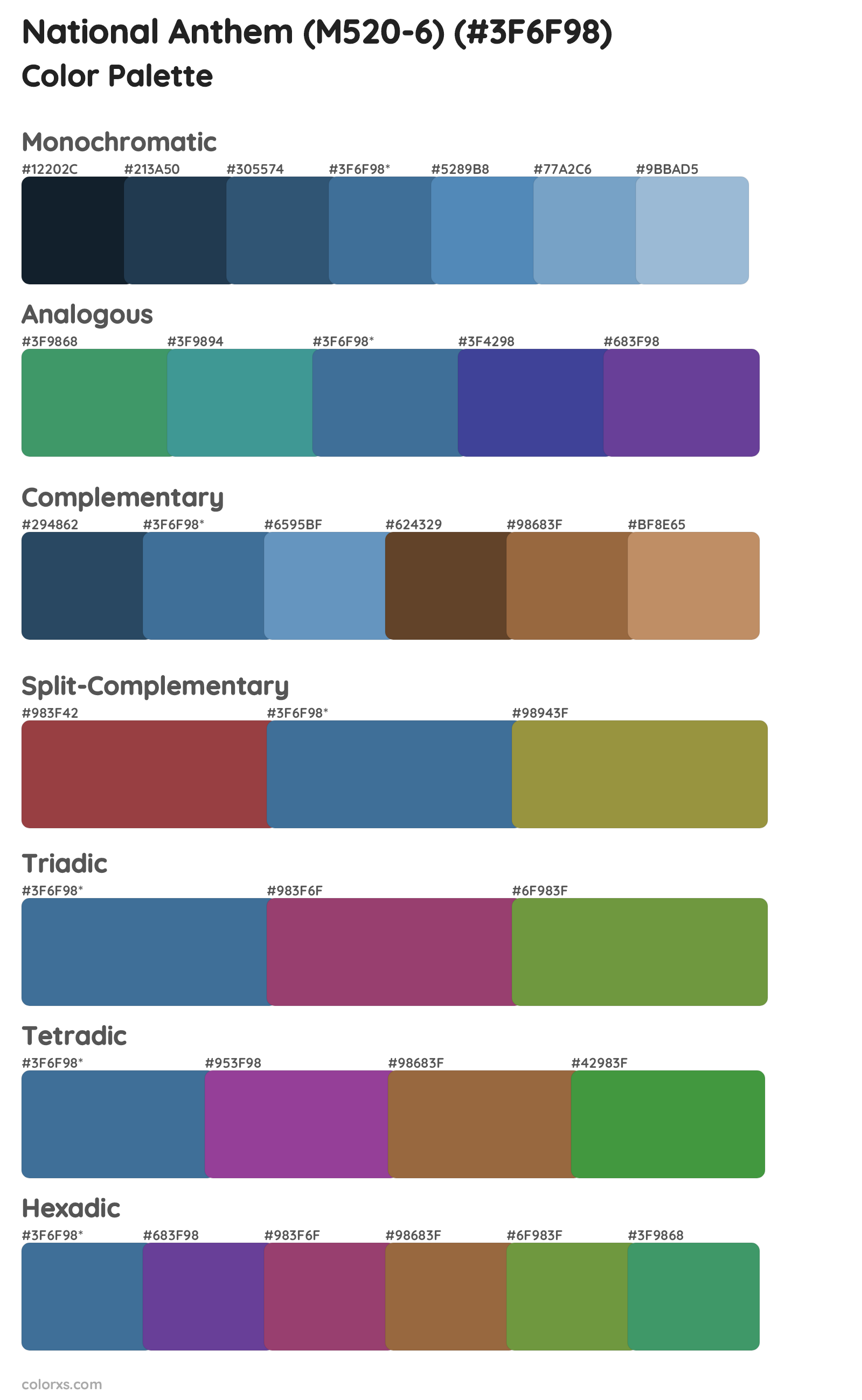 National Anthem (M520-6) Color Scheme Palettes