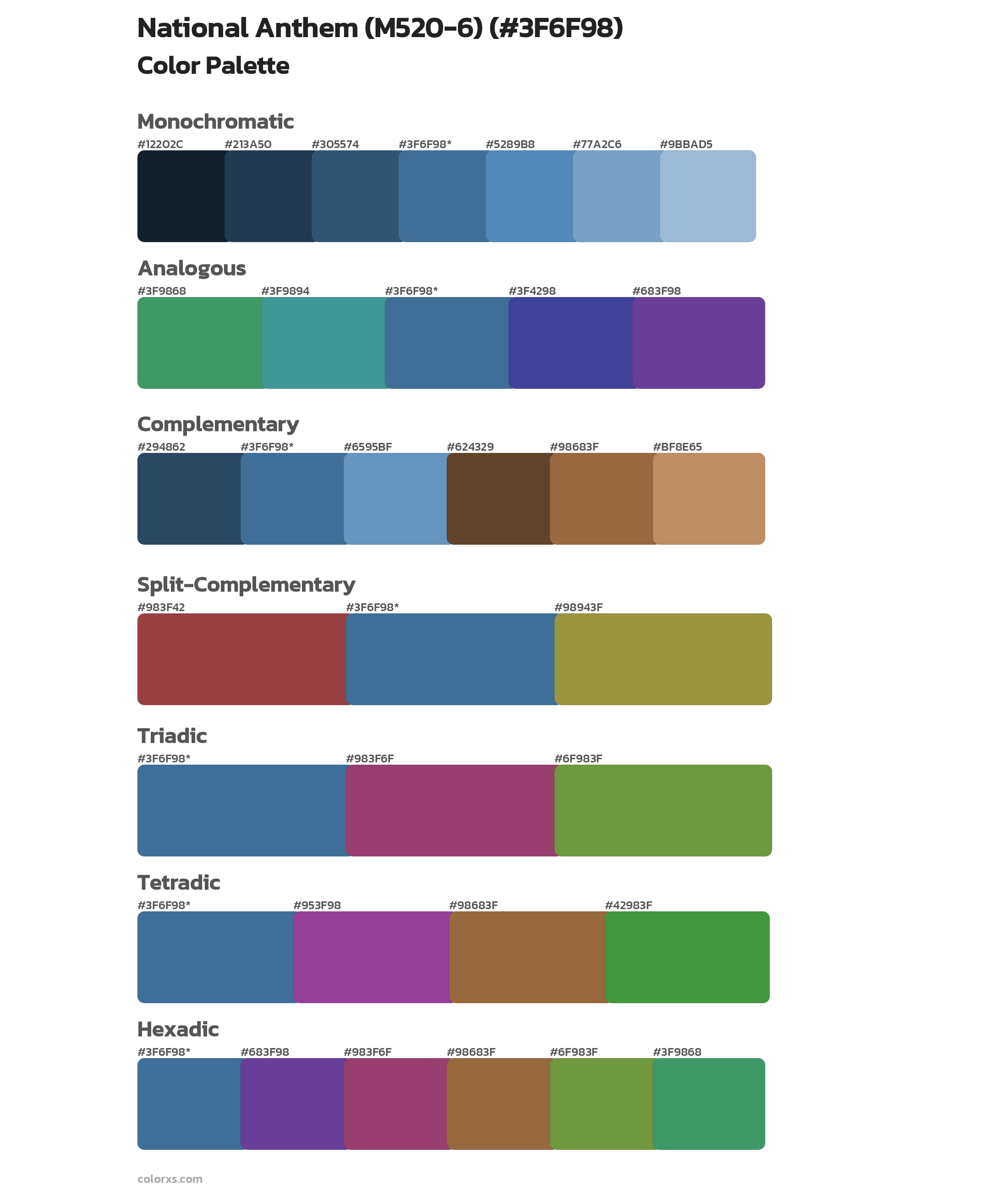 National Anthem (M520-6) Color Scheme Palettes