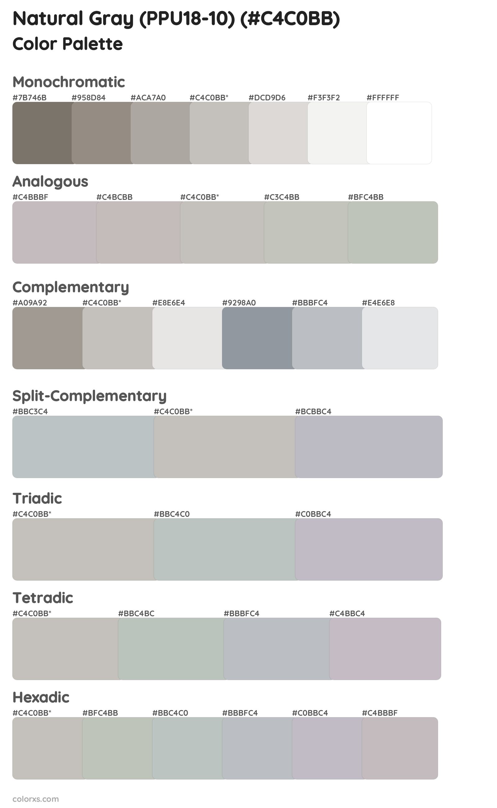 Natural Gray (PPU18-10) Color Scheme Palettes
