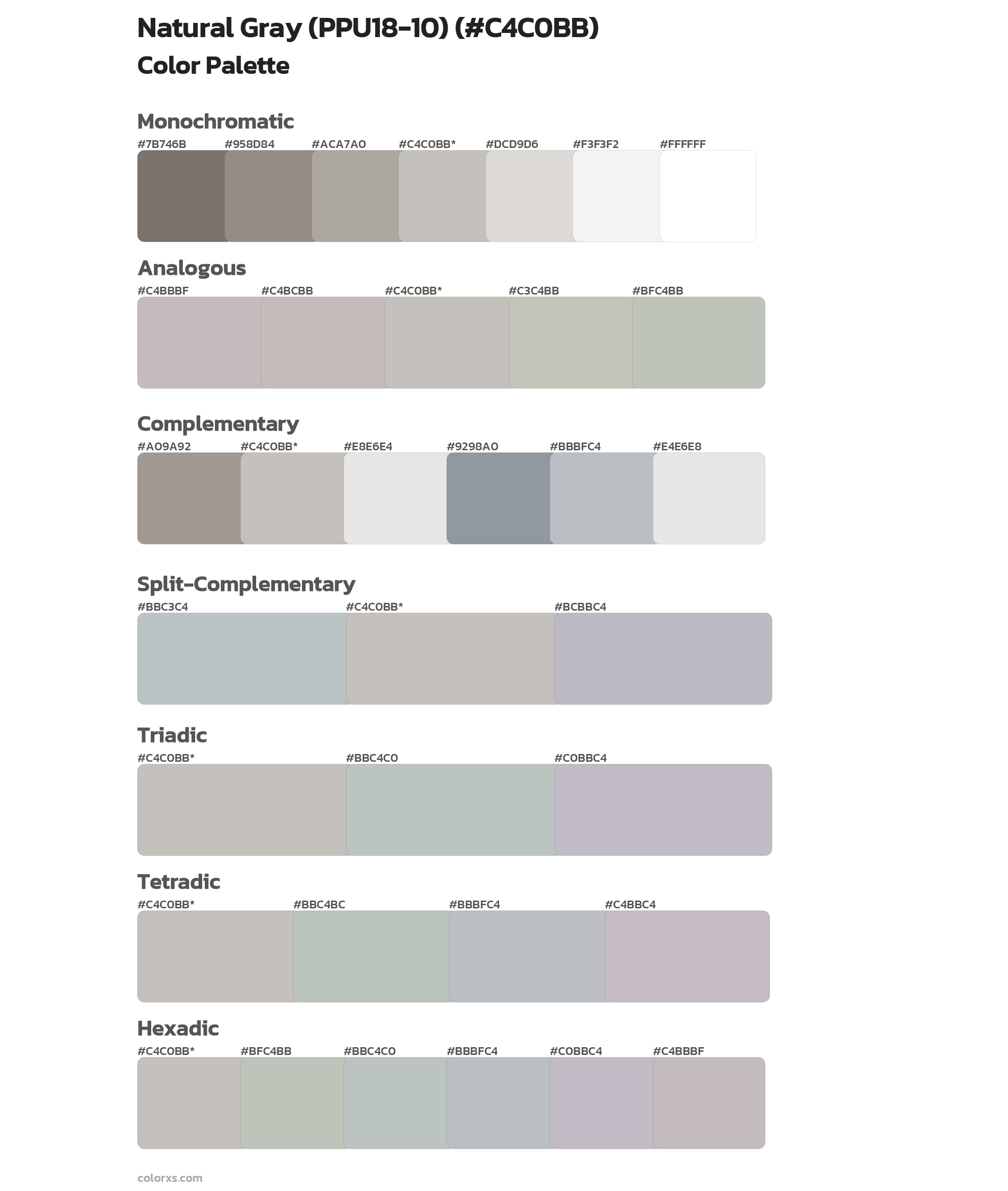 Natural Gray (PPU18-10) Color Scheme Palettes