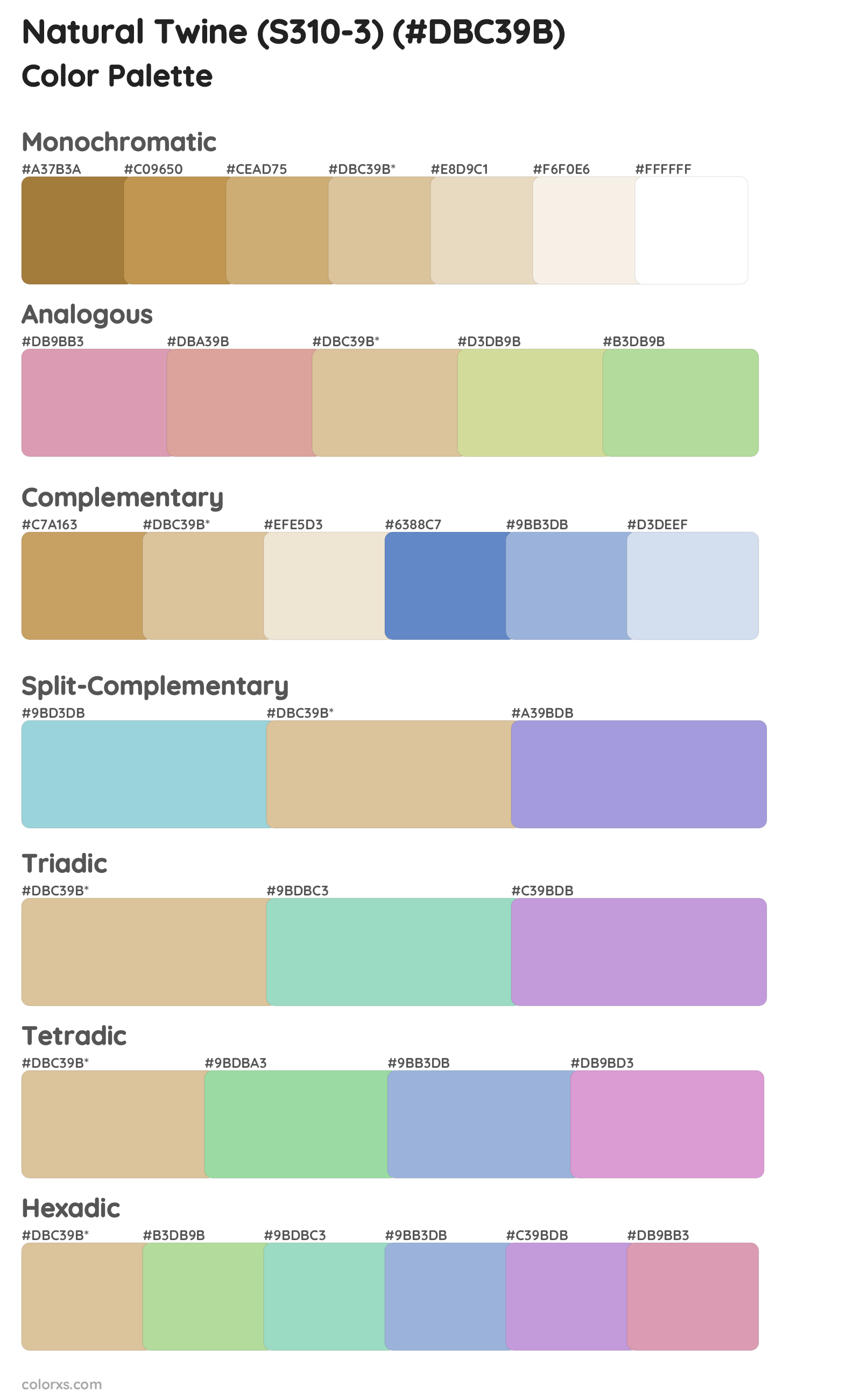 Natural Twine (S310-3) Color Scheme Palettes