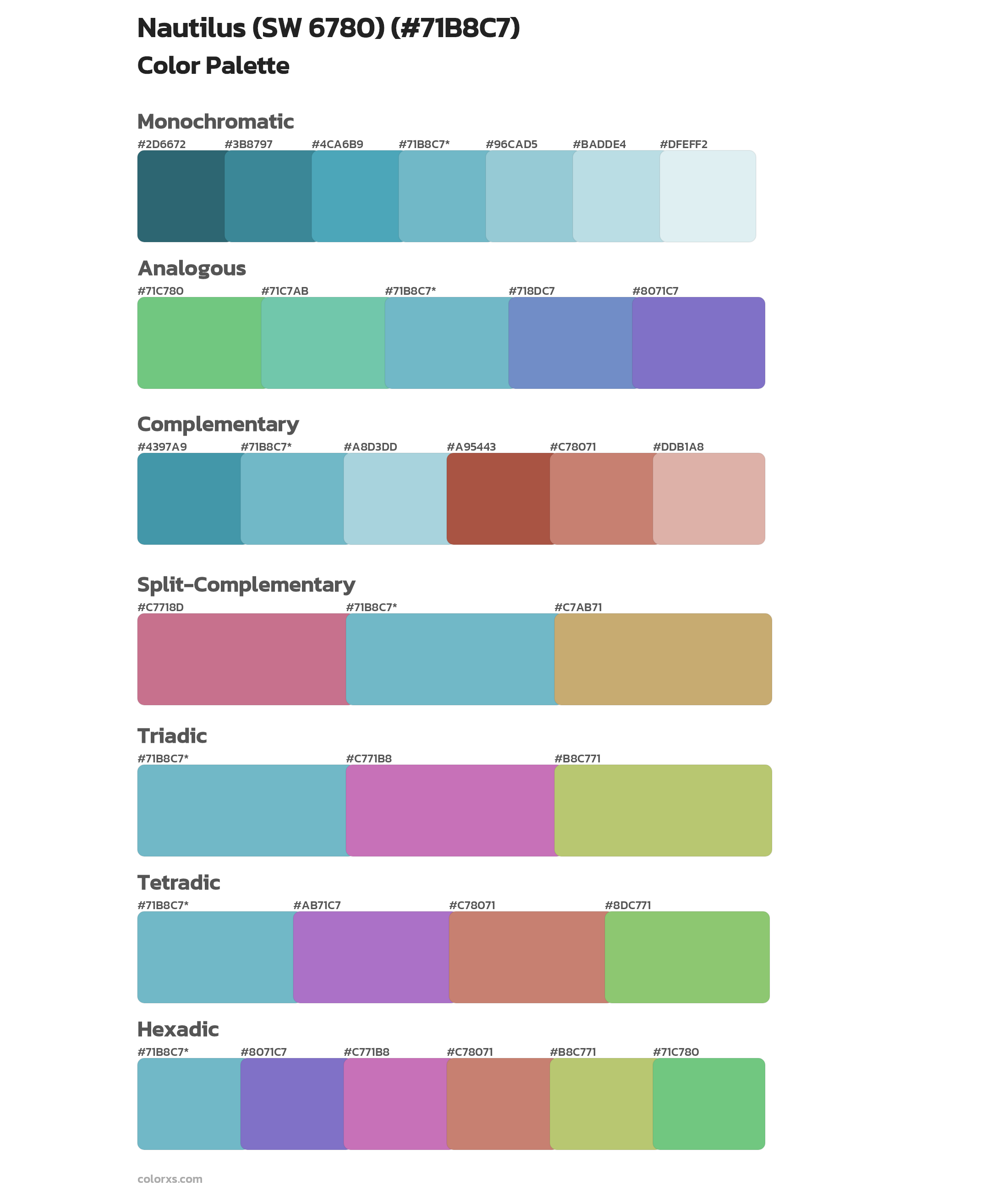 Nautilus (SW 6780) Color Scheme Palettes