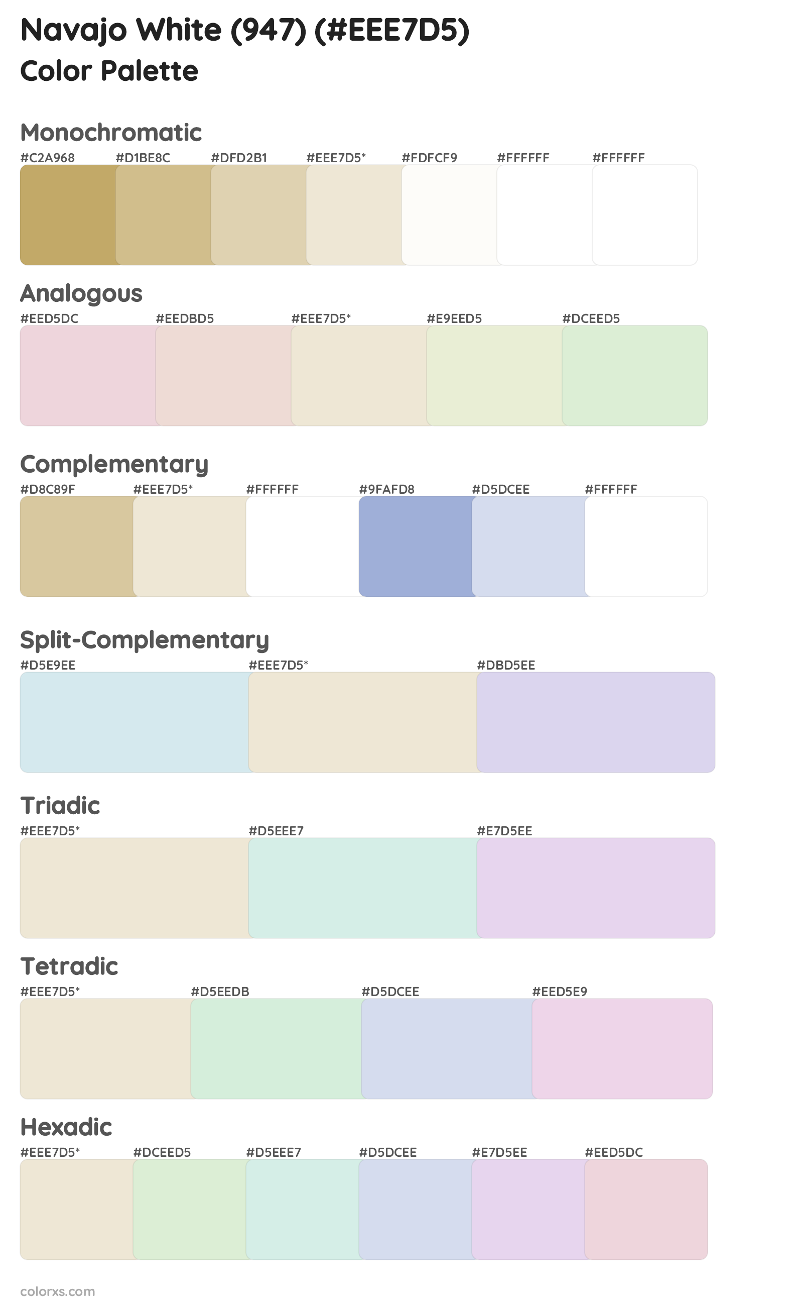 Navajo White (947) Color Scheme Palettes