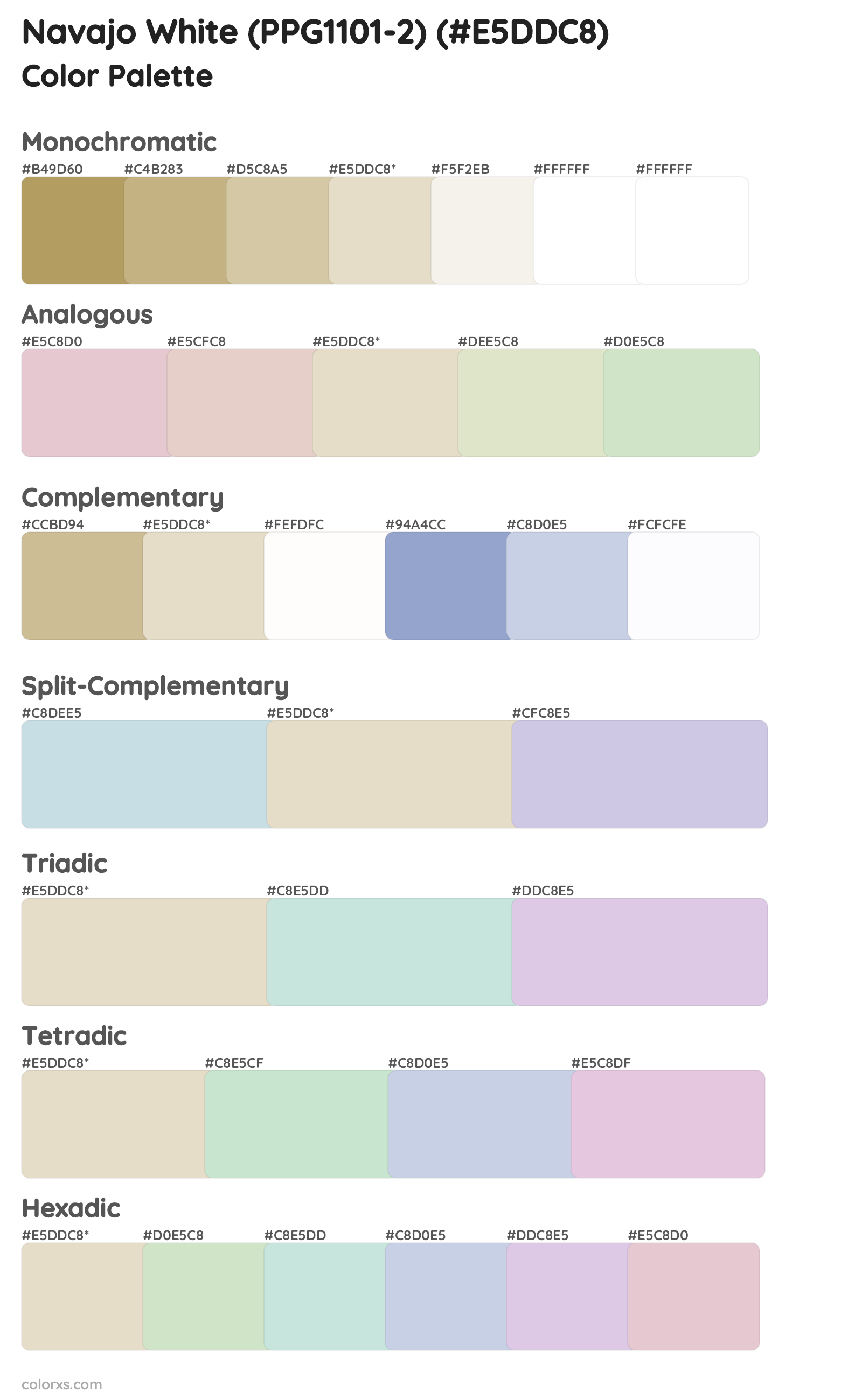 Navajo White (PPG1101-2) Color Scheme Palettes