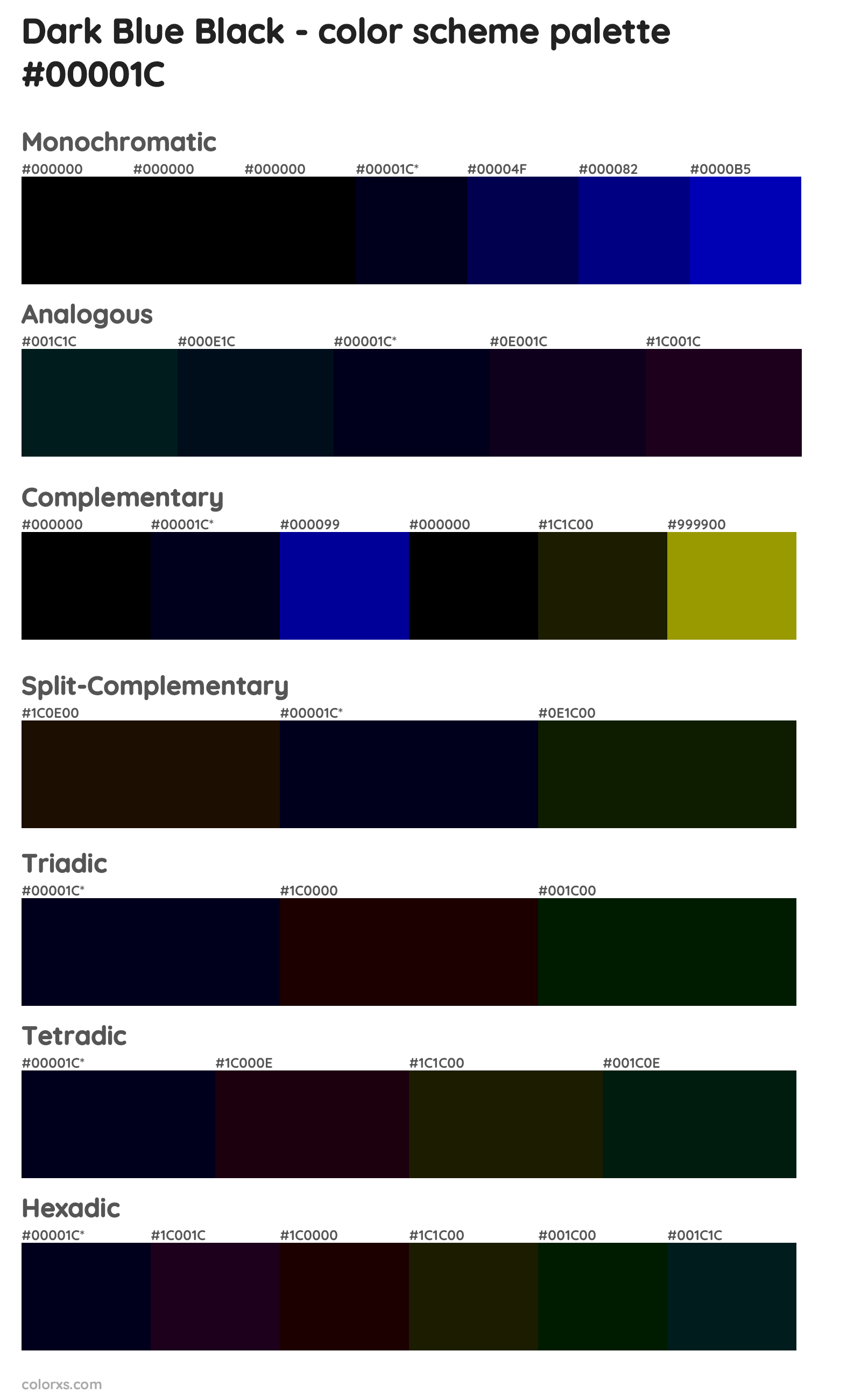 Dark Blue Black Color Scheme Palettes