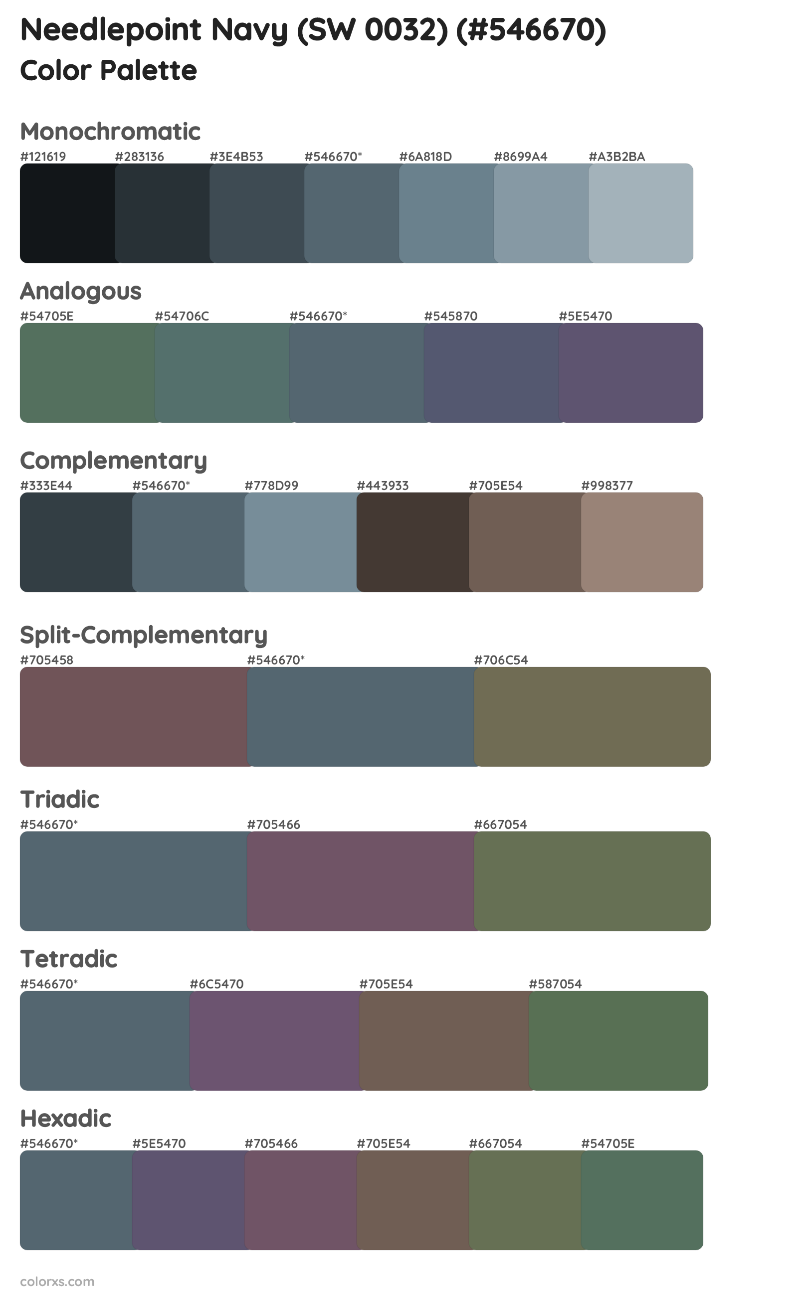 Needlepoint Navy (SW 0032) Color Scheme Palettes