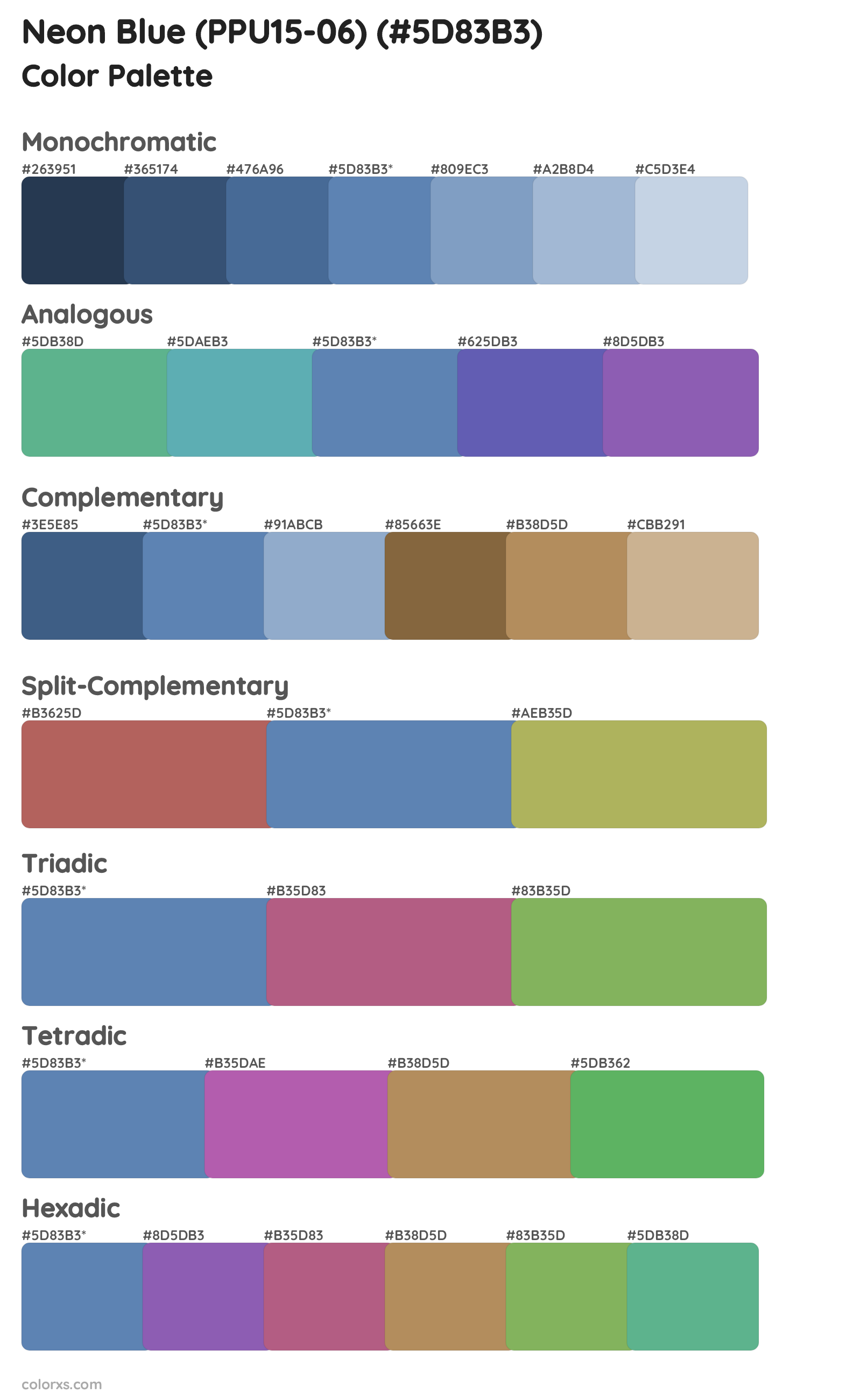 Neon Blue (PPU15-06) Color Scheme Palettes